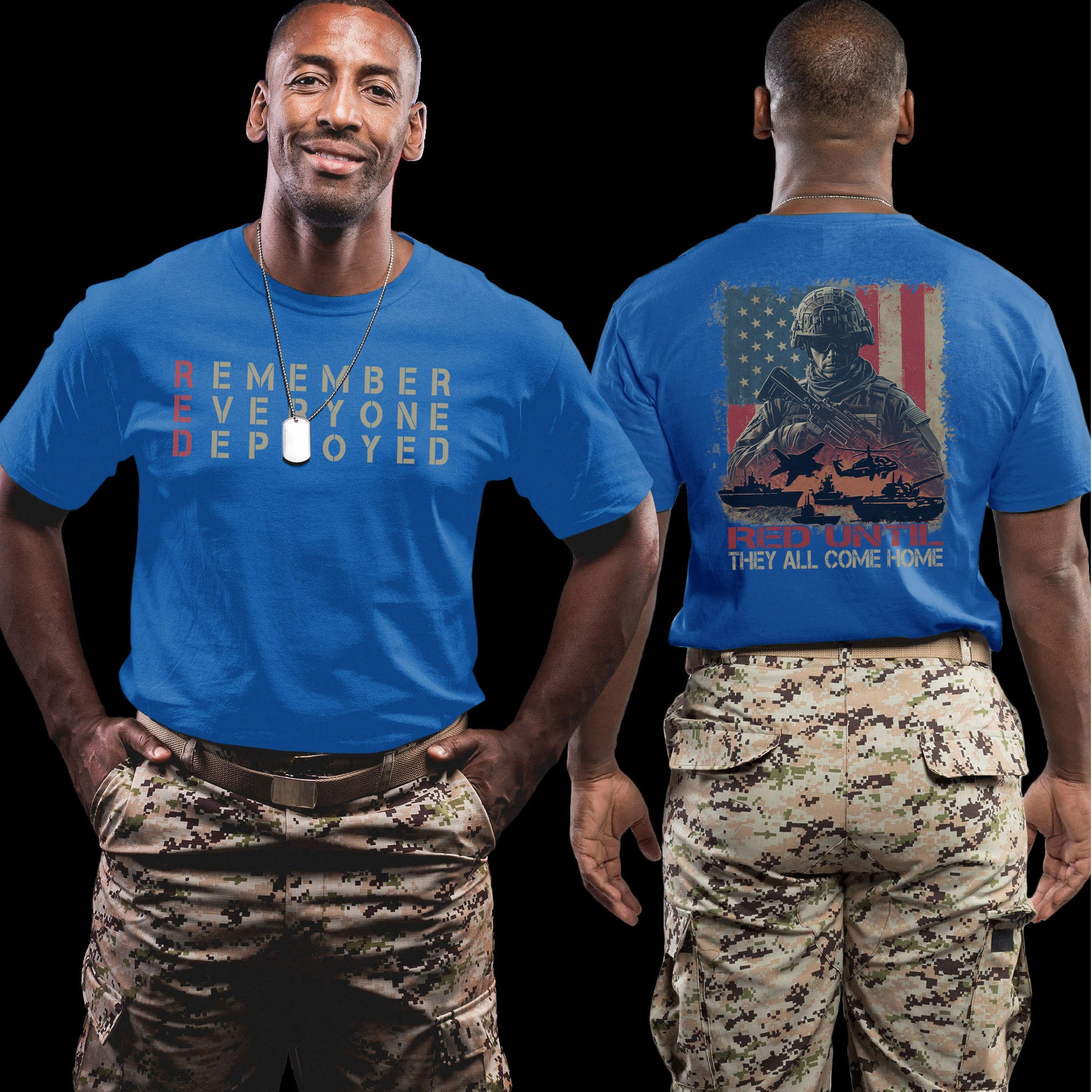 RED Until They All Come Home Remember Everyone Deployed US Military Veteran Support Pride T-Shirt