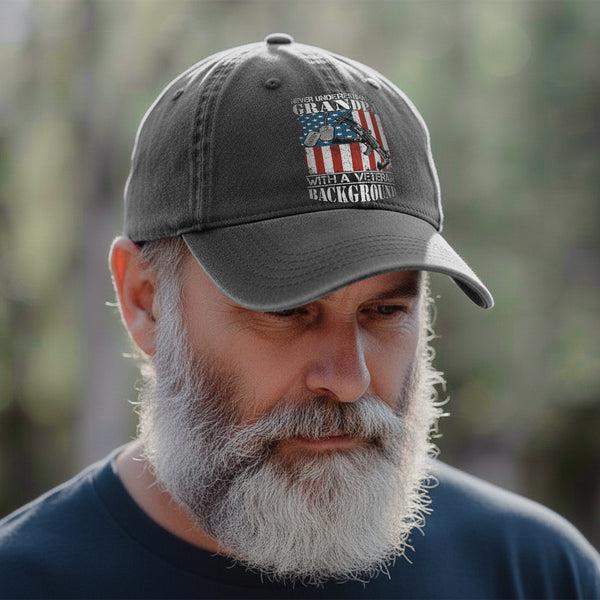 Never Underestimate a Grandpa With a Veteran Background Baseball Cap