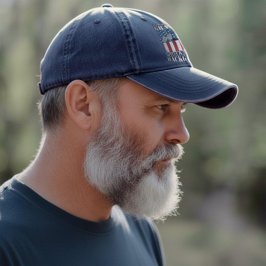 Never Underestimate a Grandpa With a Veteran Background Baseball Cap