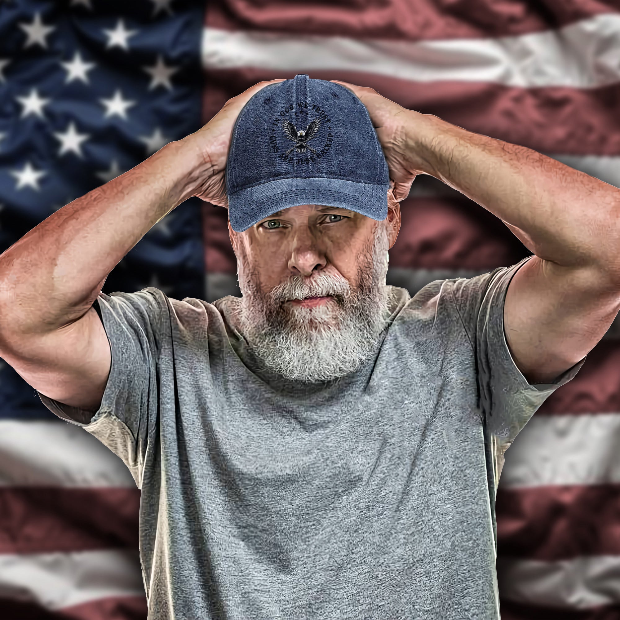 In God We Trust Guns Are Just Backup Proud US Military Veteran Patriotic Pride Baseball Cap