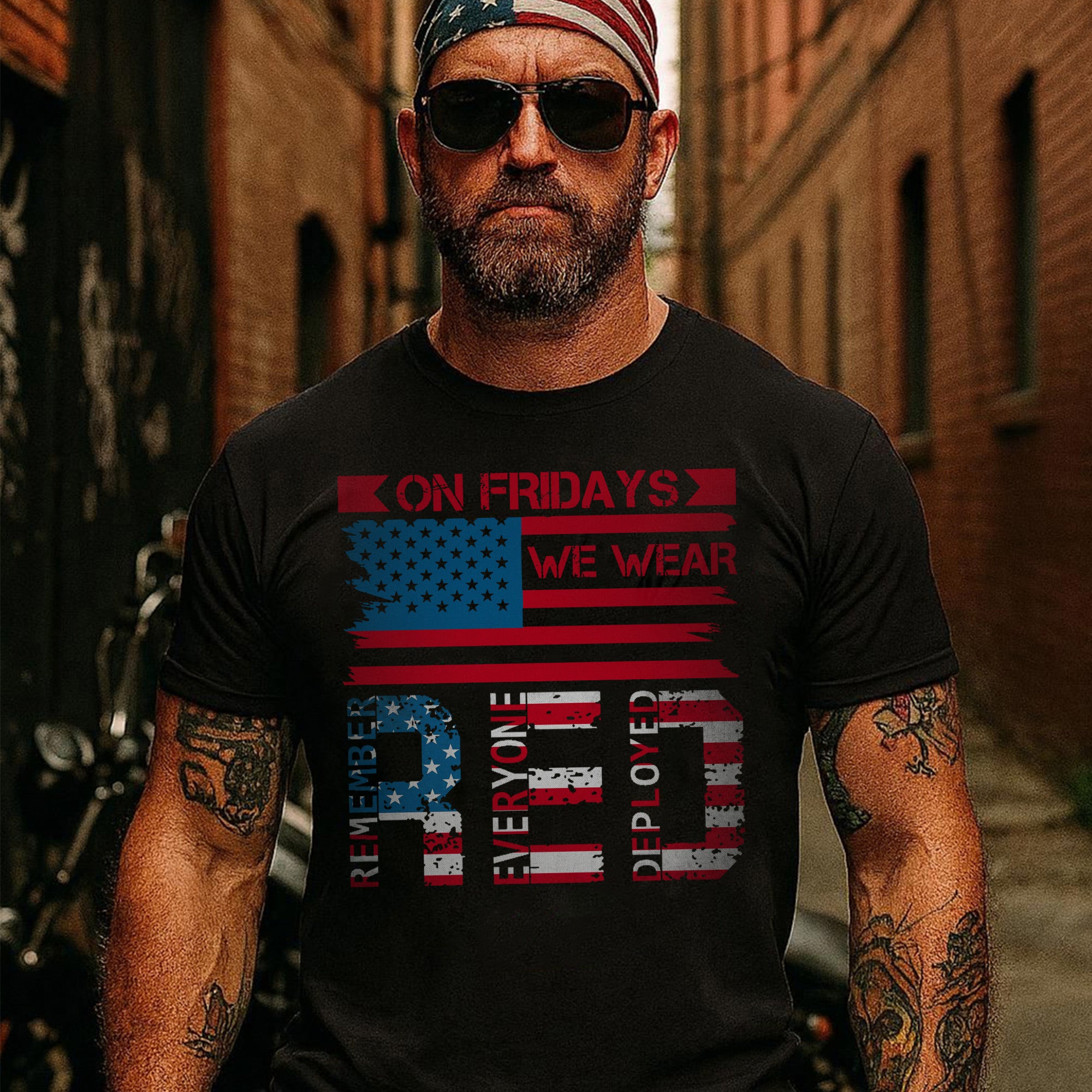 On Fridays We Wear Red Remember Everyone Deployed US Military Veteran Support T-Shirt