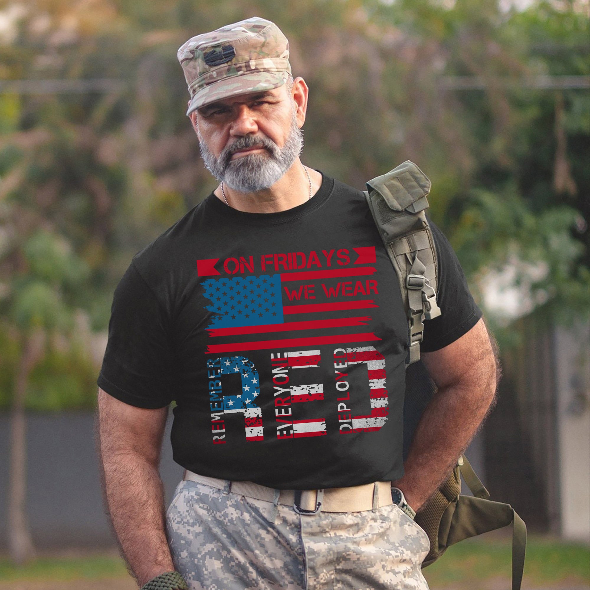 On Fridays We Wear Red Remember Everyone Deployed US Military Veteran Support T-Shirt
