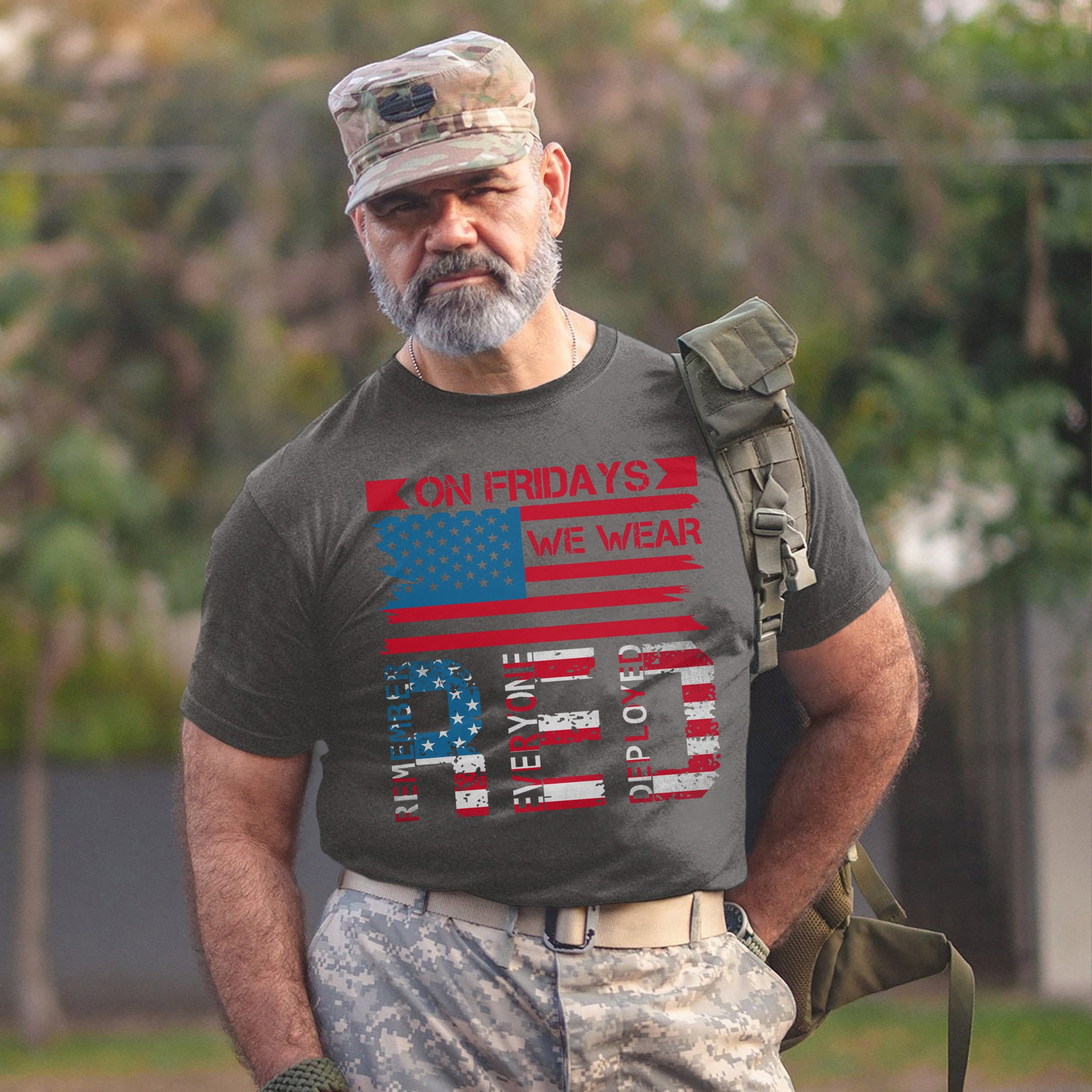 On Fridays We Wear Red Remember Everyone Deployed US Military Veteran Support T-Shirt