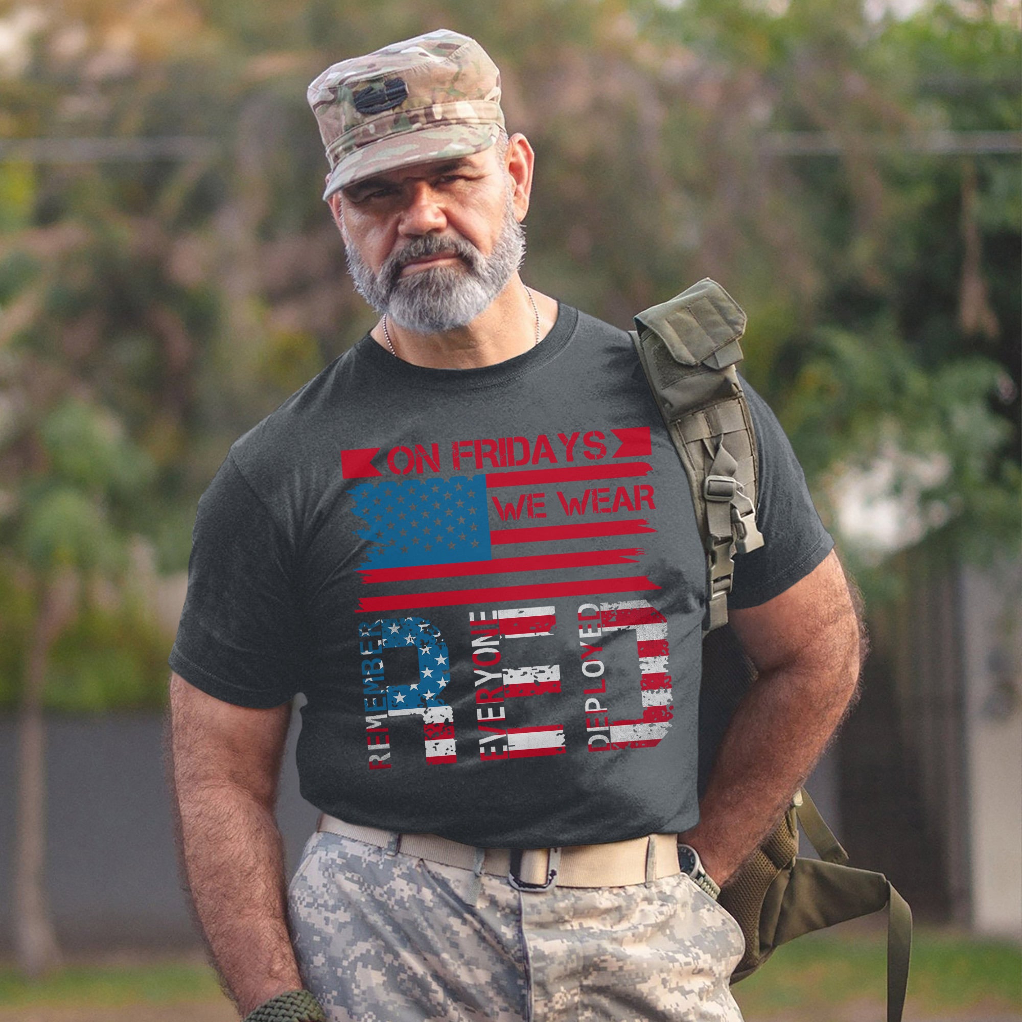 On Fridays We Wear Red Remember Everyone Deployed US Military Veteran Support T-Shirt
