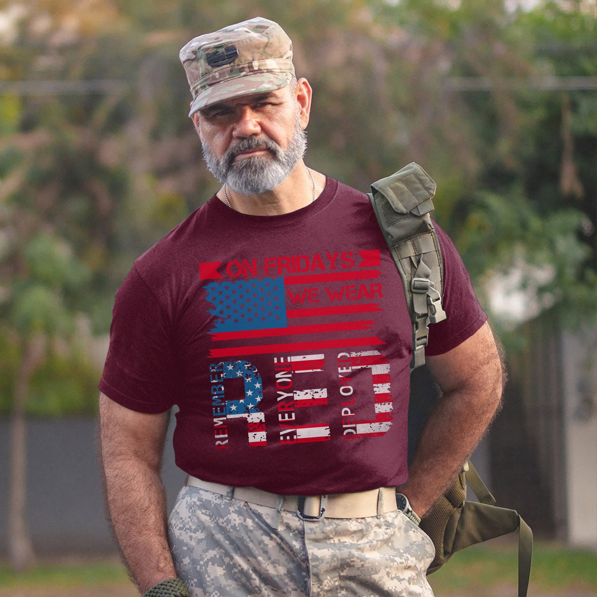 On Fridays We Wear Red Remember Everyone Deployed US Military Veteran Support T-Shirt