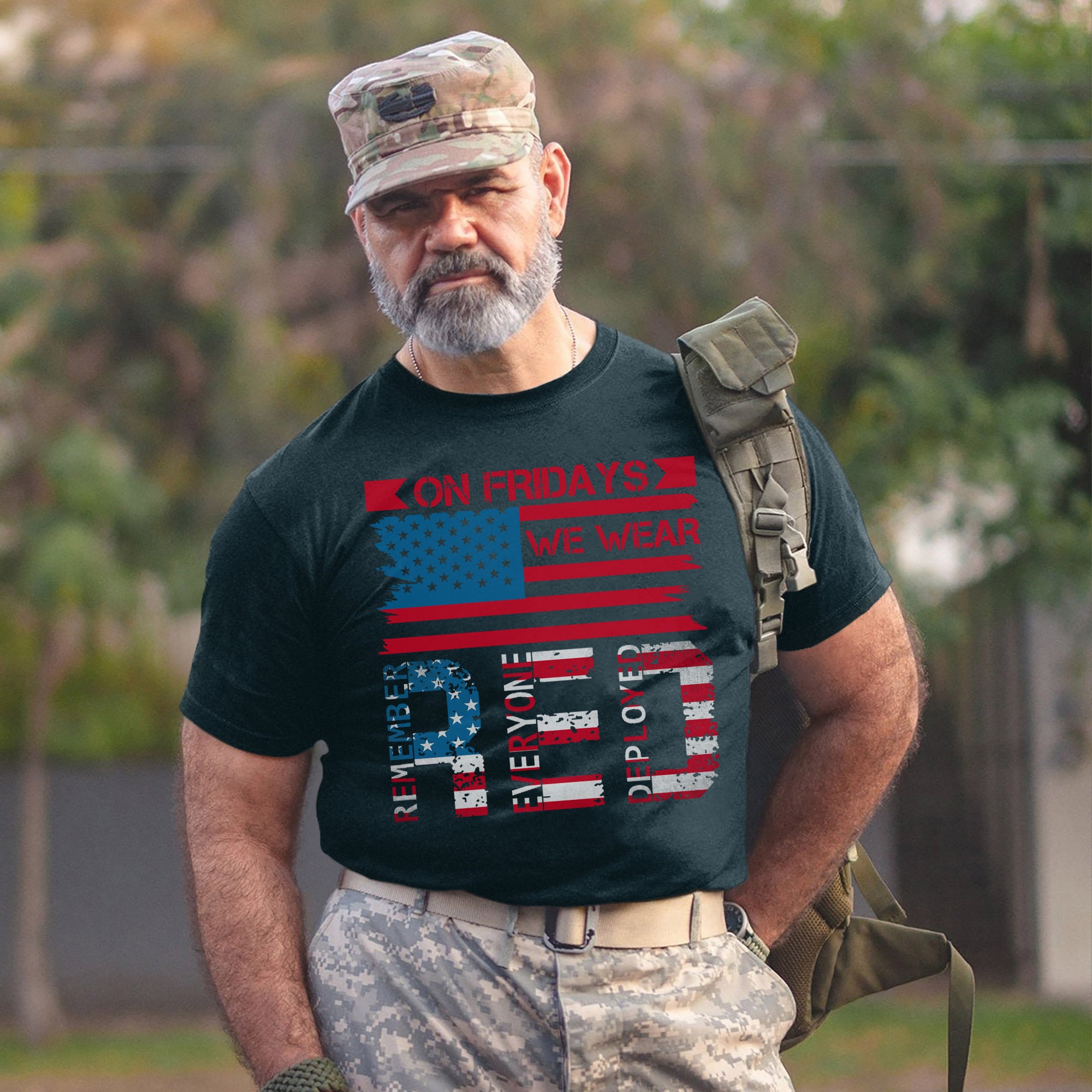 On Fridays We Wear Red Remember Everyone Deployed US Military Veteran Support T-Shirt