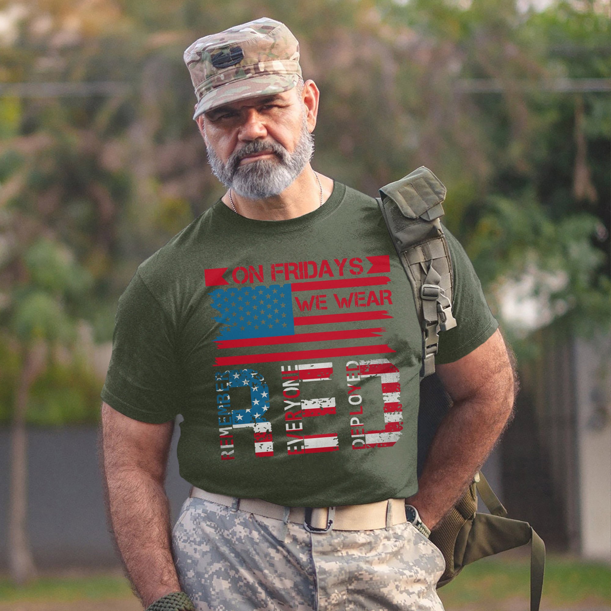 On Fridays We Wear Red Remember Everyone Deployed US Military Veteran Support T-Shirt