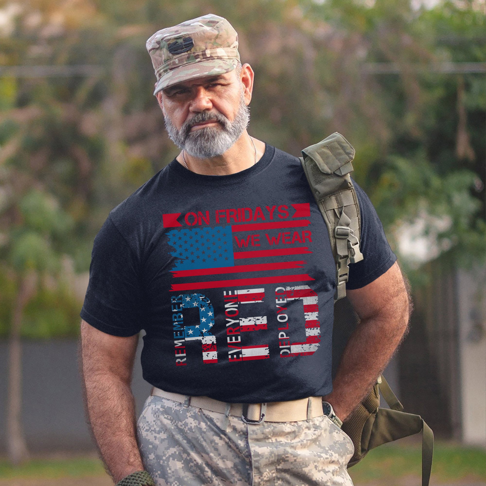 On Fridays We Wear Red Remember Everyone Deployed US Military Veteran Support T-Shirt