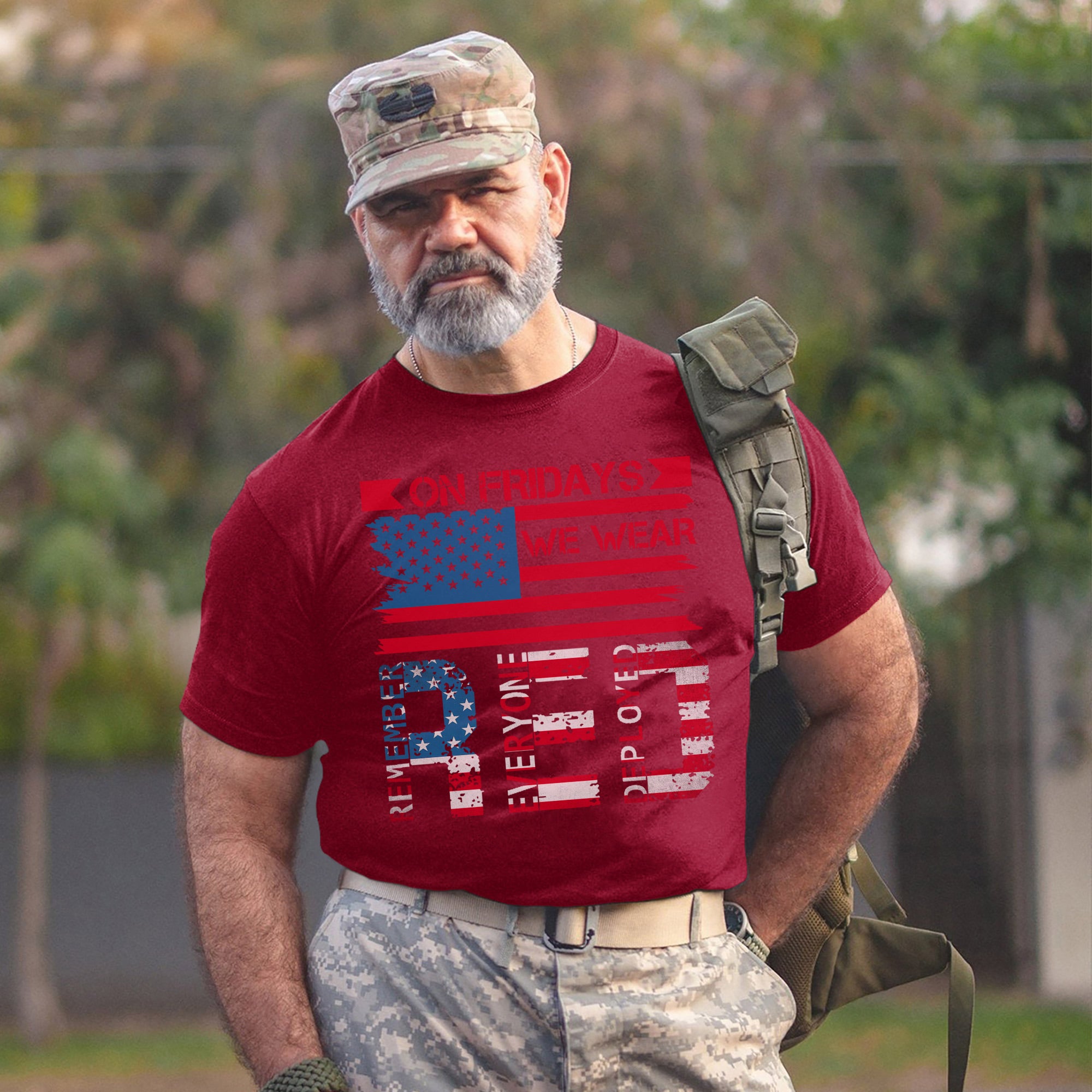 On Fridays We Wear Red Remember Everyone Deployed US Military Veteran Support T-Shirt