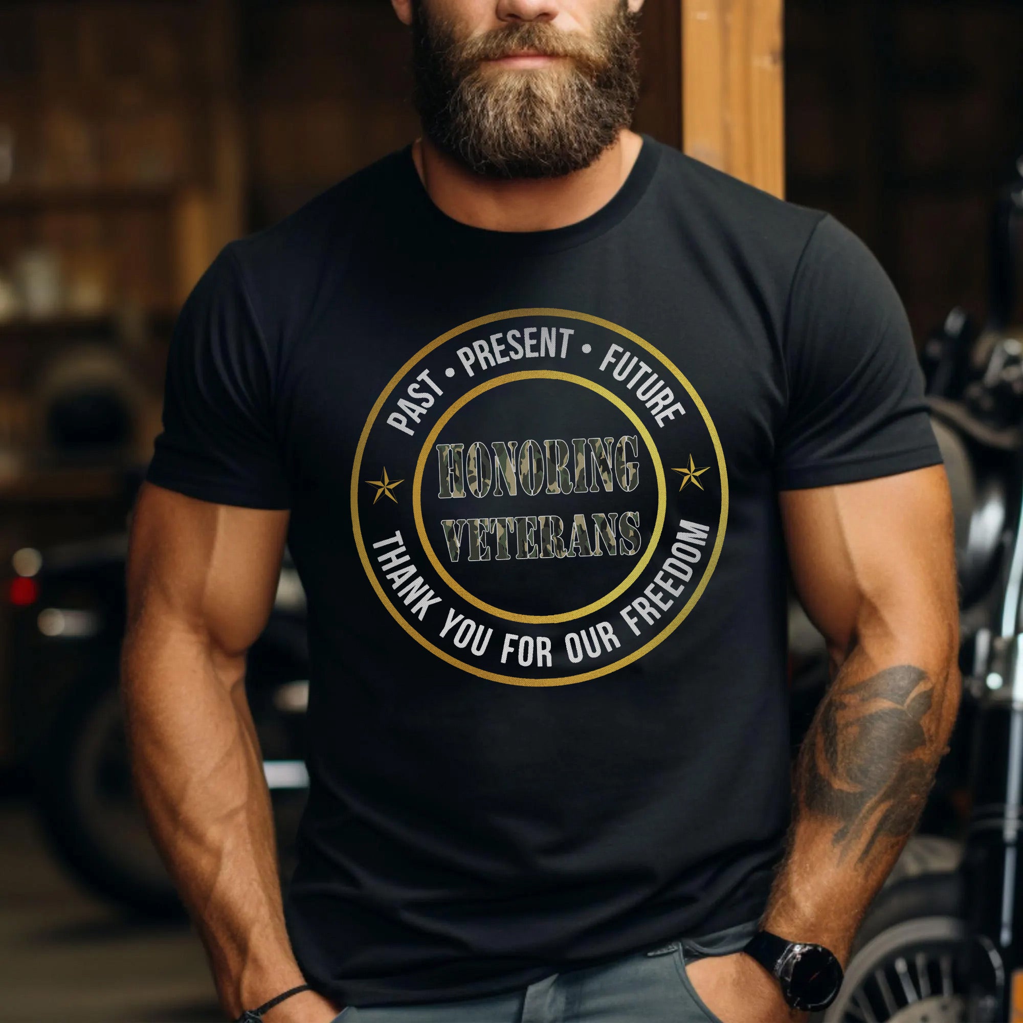 Past Present and Future Honoring Veterans Thank You for Our Freedom US Military Pride T-Shirt