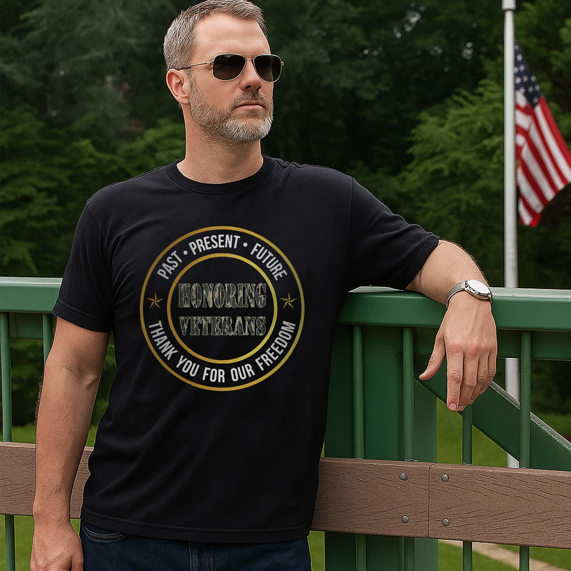 Past Present and Future Honoring Veterans Thank You for Our Freedom US Military Pride T-Shirt