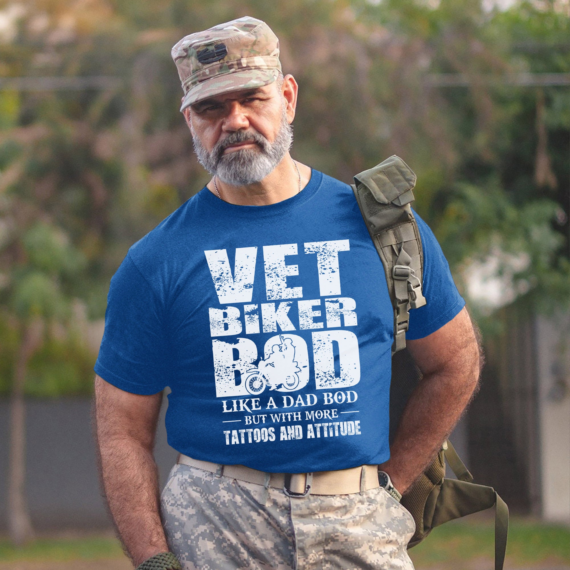 Vet Biker Bod Shirt Like A Dad Bod But With More Tattoos and Attitude Veteran Motorcycle T-Shirt