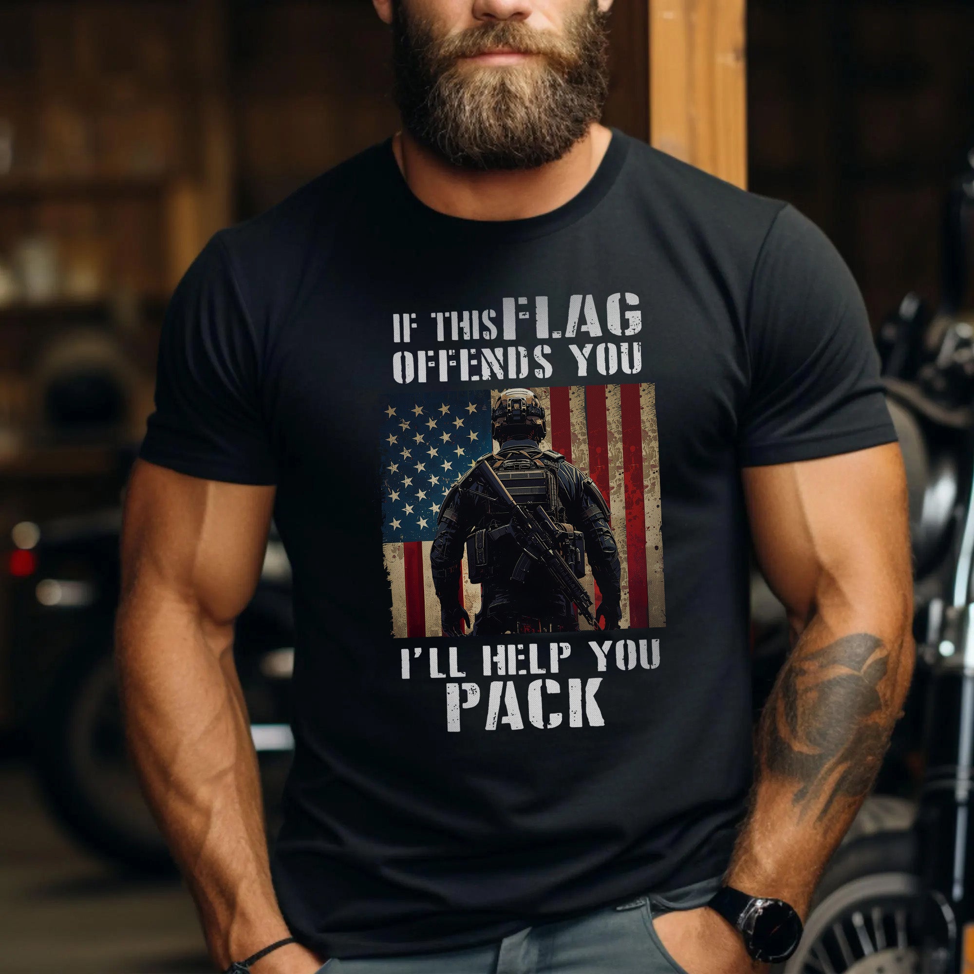 If This Flag Offends You I’ll Help You Pack Patriotic Message Defending American Pride T-Shirt