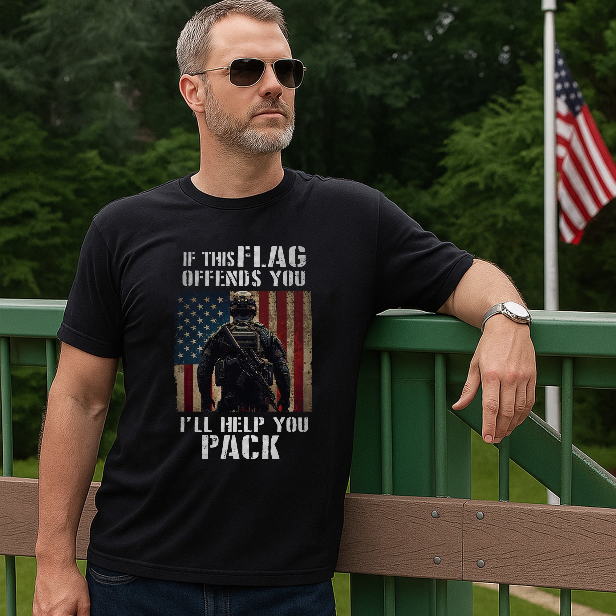 If This Flag Offends You I’ll Help You Pack Patriotic Message Defending American Pride T-Shirt