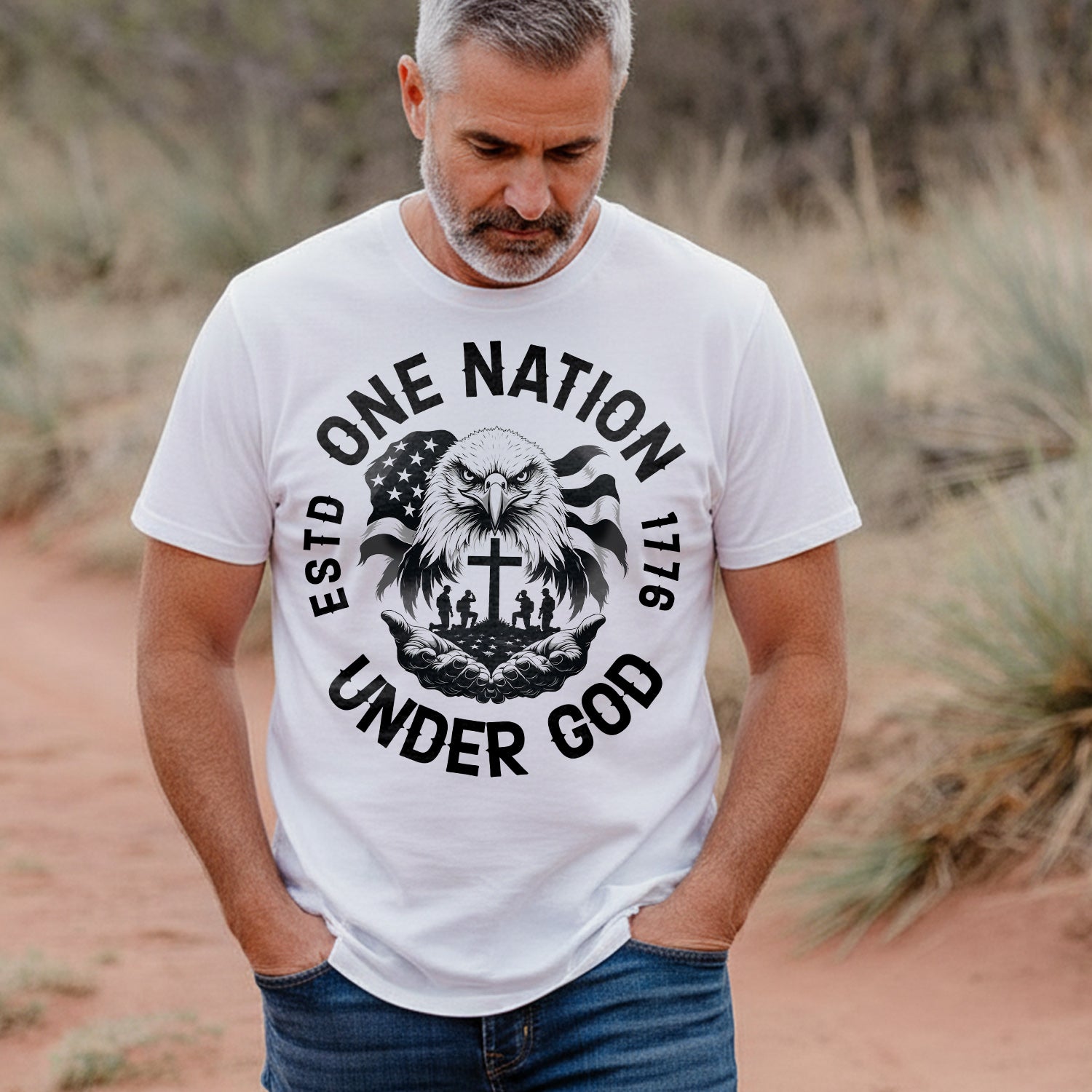 One Nation Under God with Eagle Jesus T-Shirt Secondary image