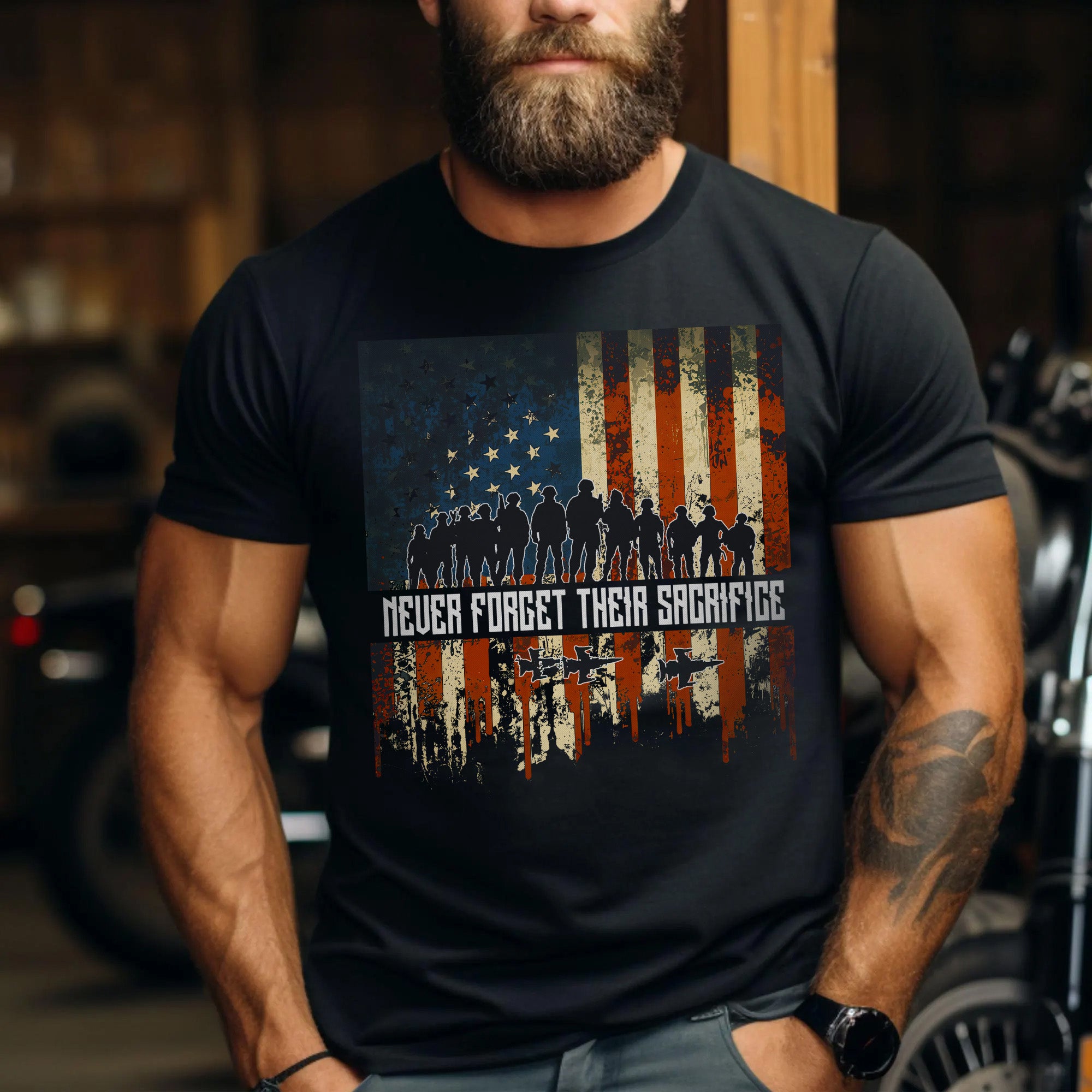 Never Forget Their Sacrifice Honoring the Brave Who Gave Everything for Freedom and Country T-Shirt