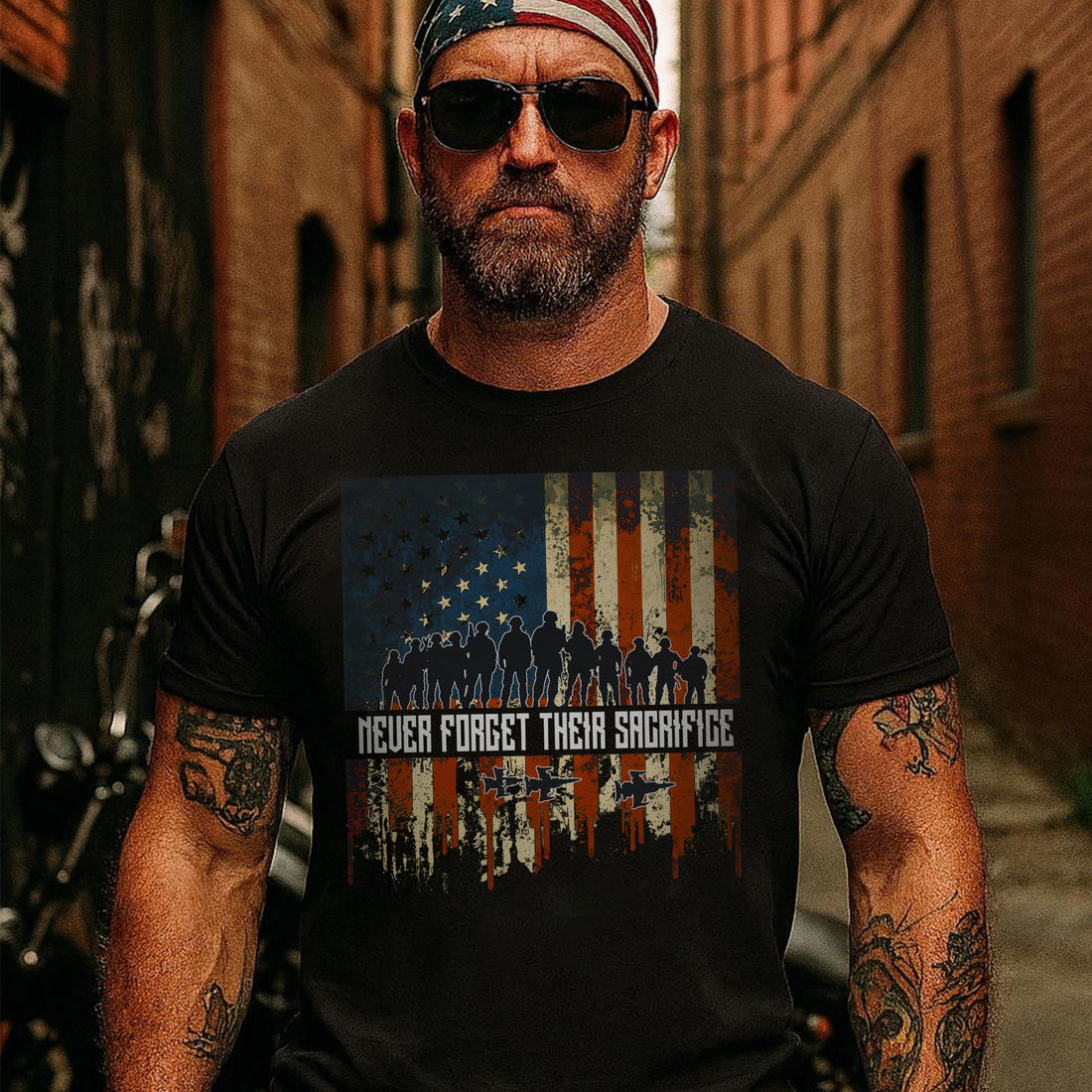 Never Forget Their Sacrifice Honoring the Brave Who Gave Everything for Freedom and Country T-Shirt