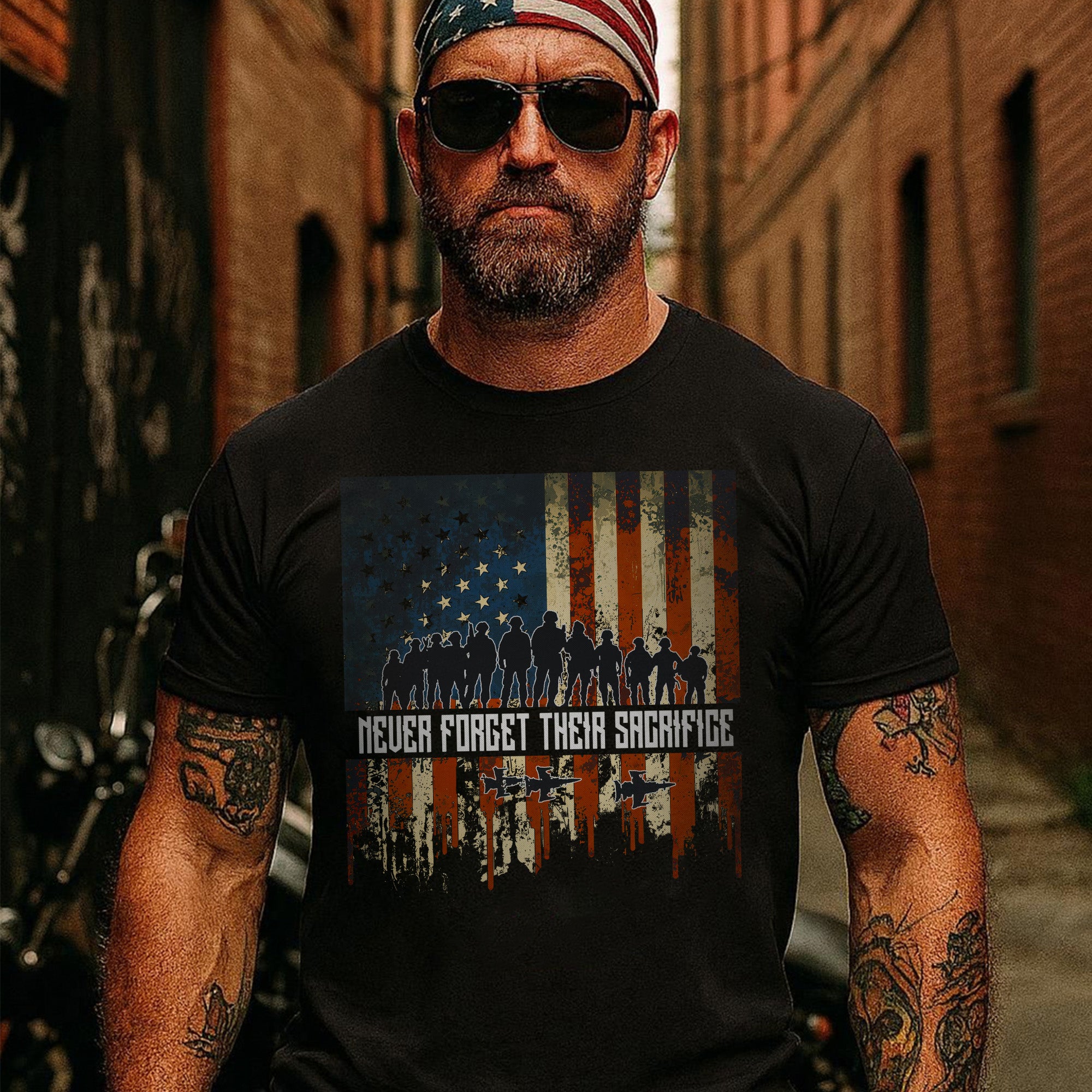 Never Forget Their Sacrifice Honoring the Brave Who Gave Everything for Freedom and Country T-Shirt