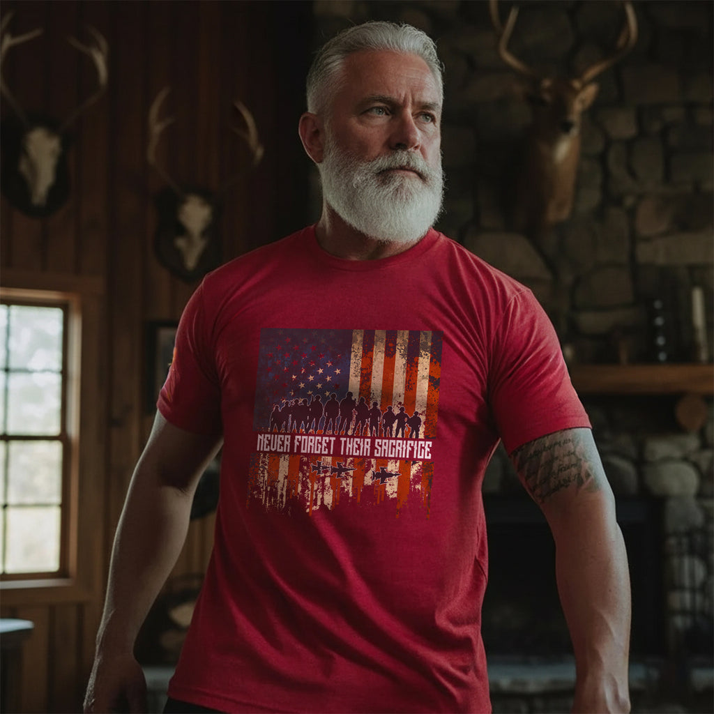 Never Forget Their Sacrifice Honoring the Brave Who Gave Everything for Freedom and Country T-Shirt