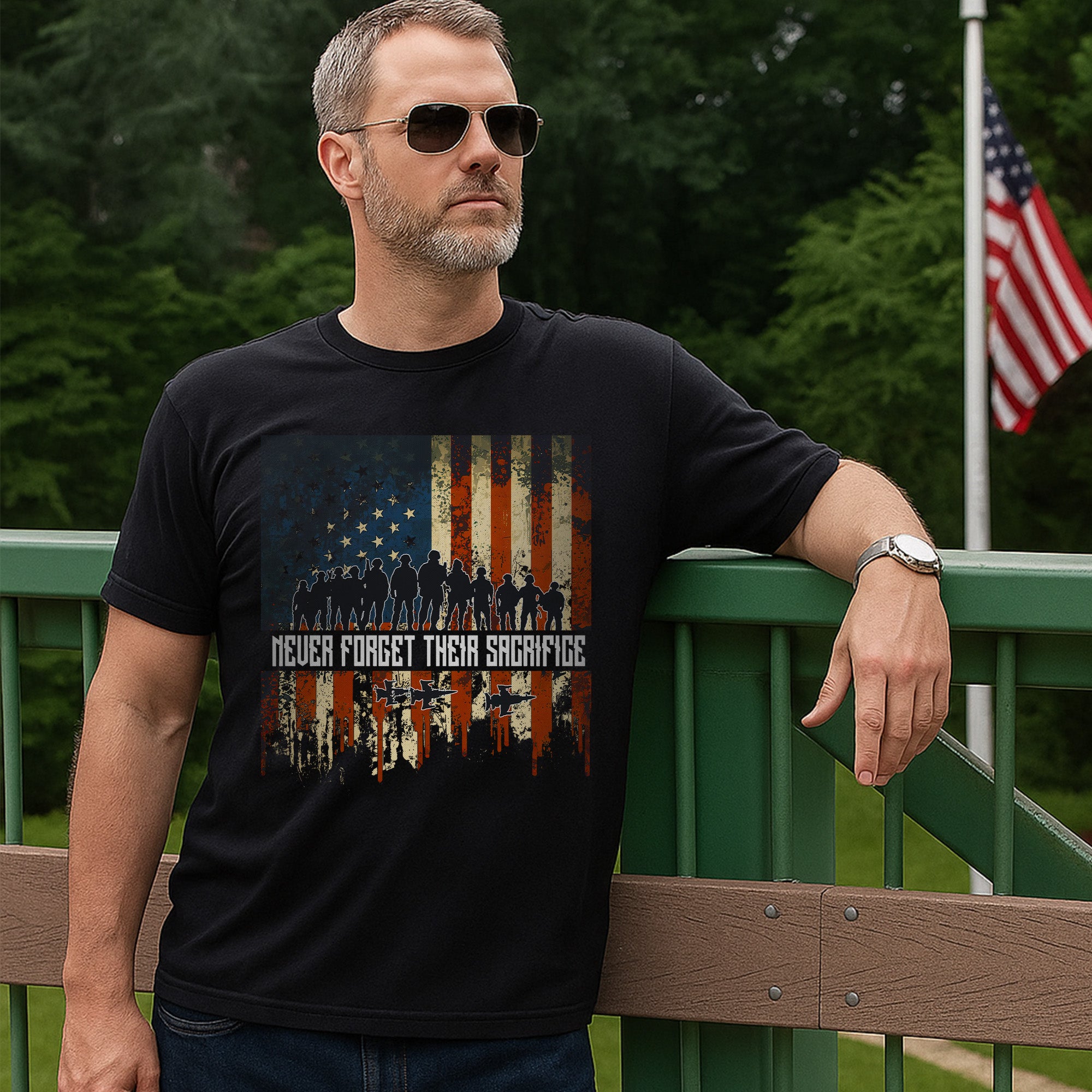Never Forget Their Sacrifice Honoring the Brave Who Gave Everything for Freedom and Country T-Shirt