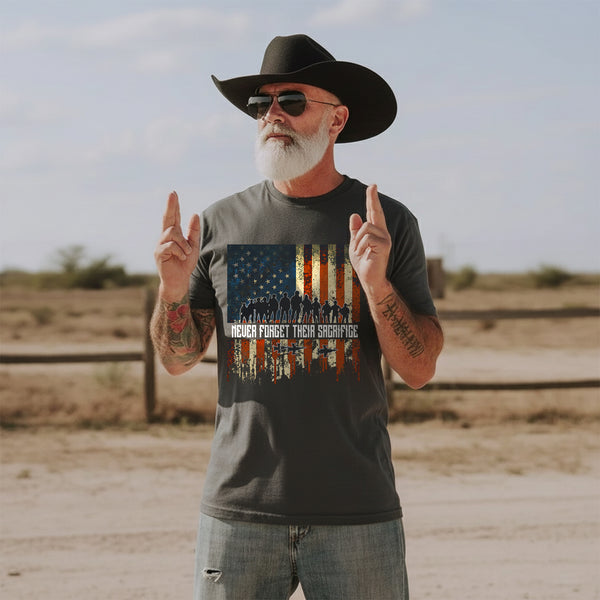 Never Forget Their Sacrifice Honoring the Brave Who Gave Everything for Freedom and Country T-Shirt