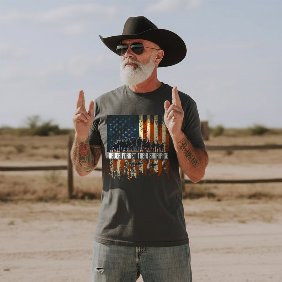 Never Forget Their Sacrifice Honoring the Brave Who Gave Everything for Freedom and Country T-Shirt