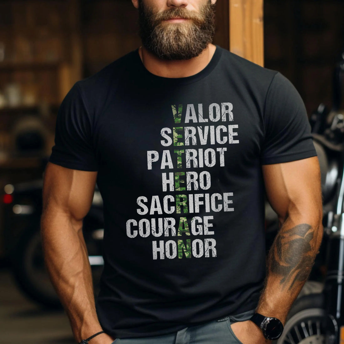Valor Service Hero Sacrifice Courage Honor Veteran Crossword Tribute to Duty and Pride T-Shirt