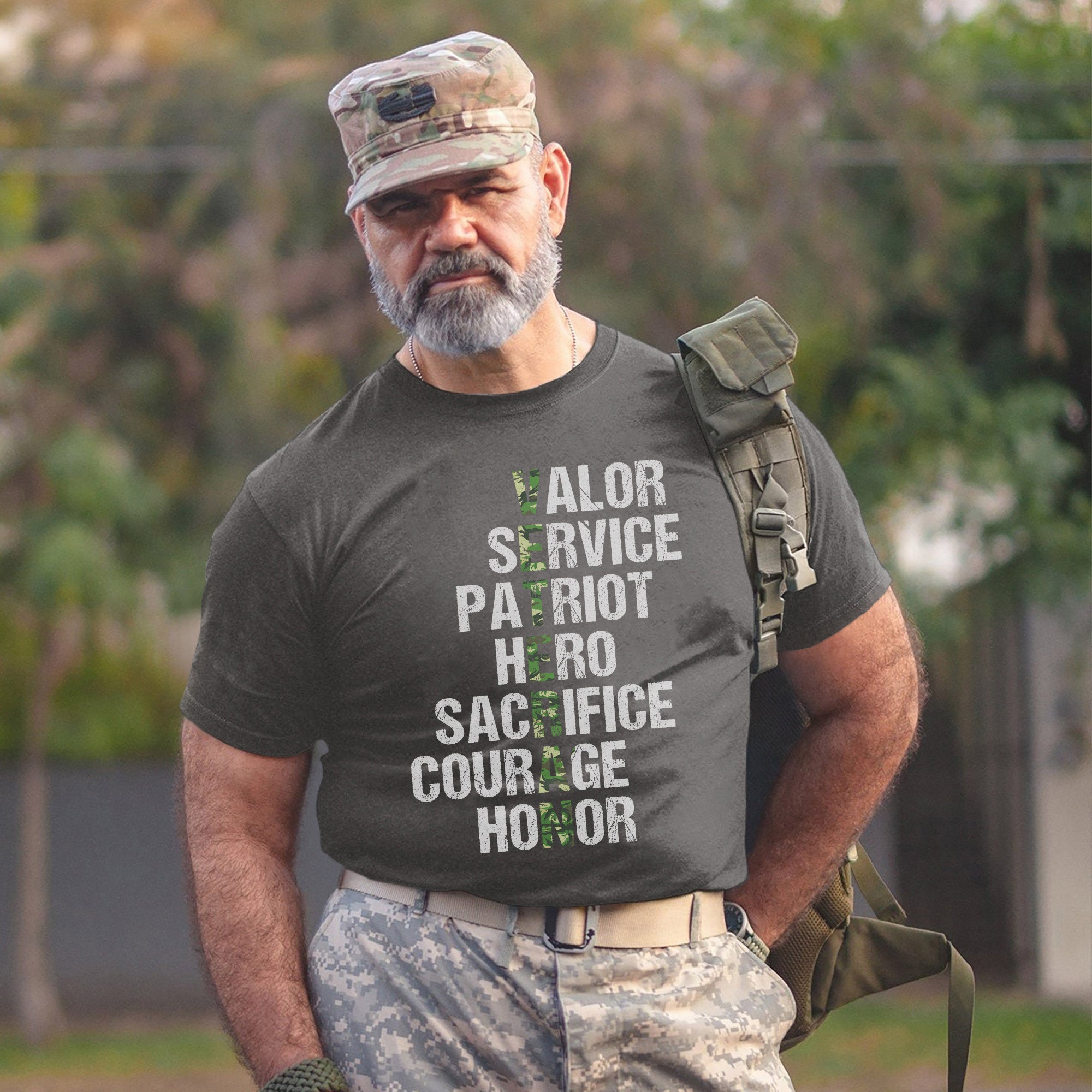 Valor Service Hero Sacrifice Courage Honor Veteran Crossword Tribute to Duty and Pride T-Shirt