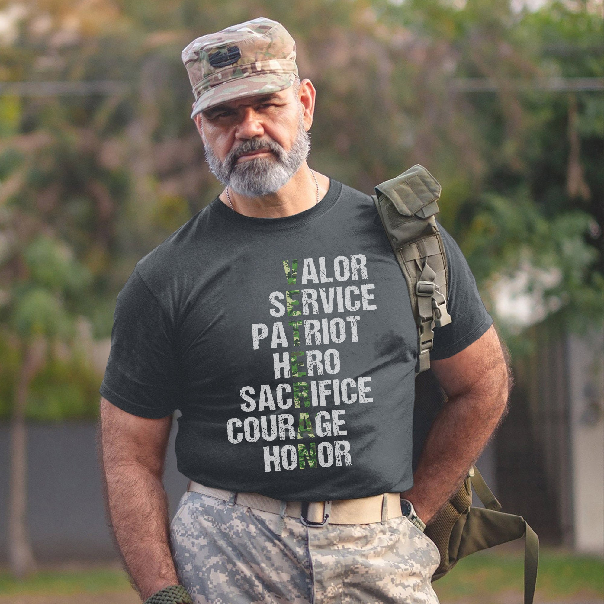 Valor Service Hero Sacrifice Courage Honor Veteran Crossword Tribute to Duty and Pride T-Shirt
