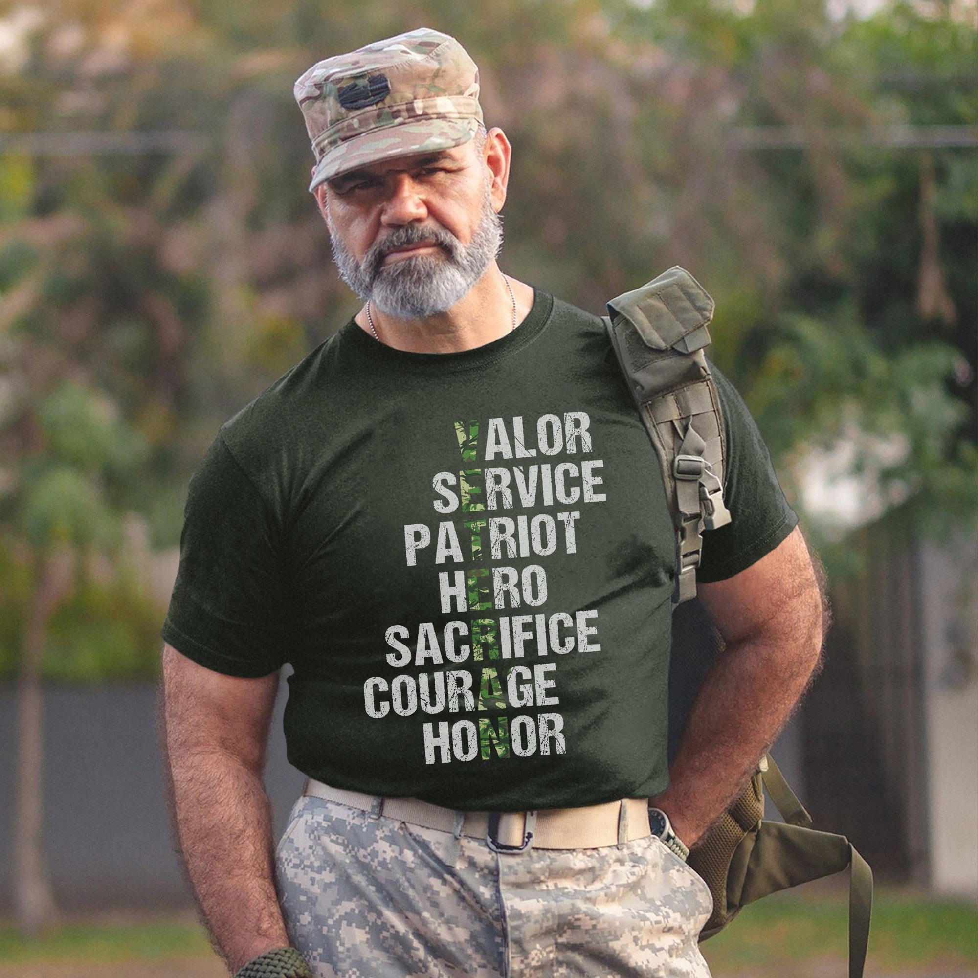 Valor Service Hero Sacrifice Courage Honor Veteran Crossword Tribute to Duty and Pride T-Shirt
