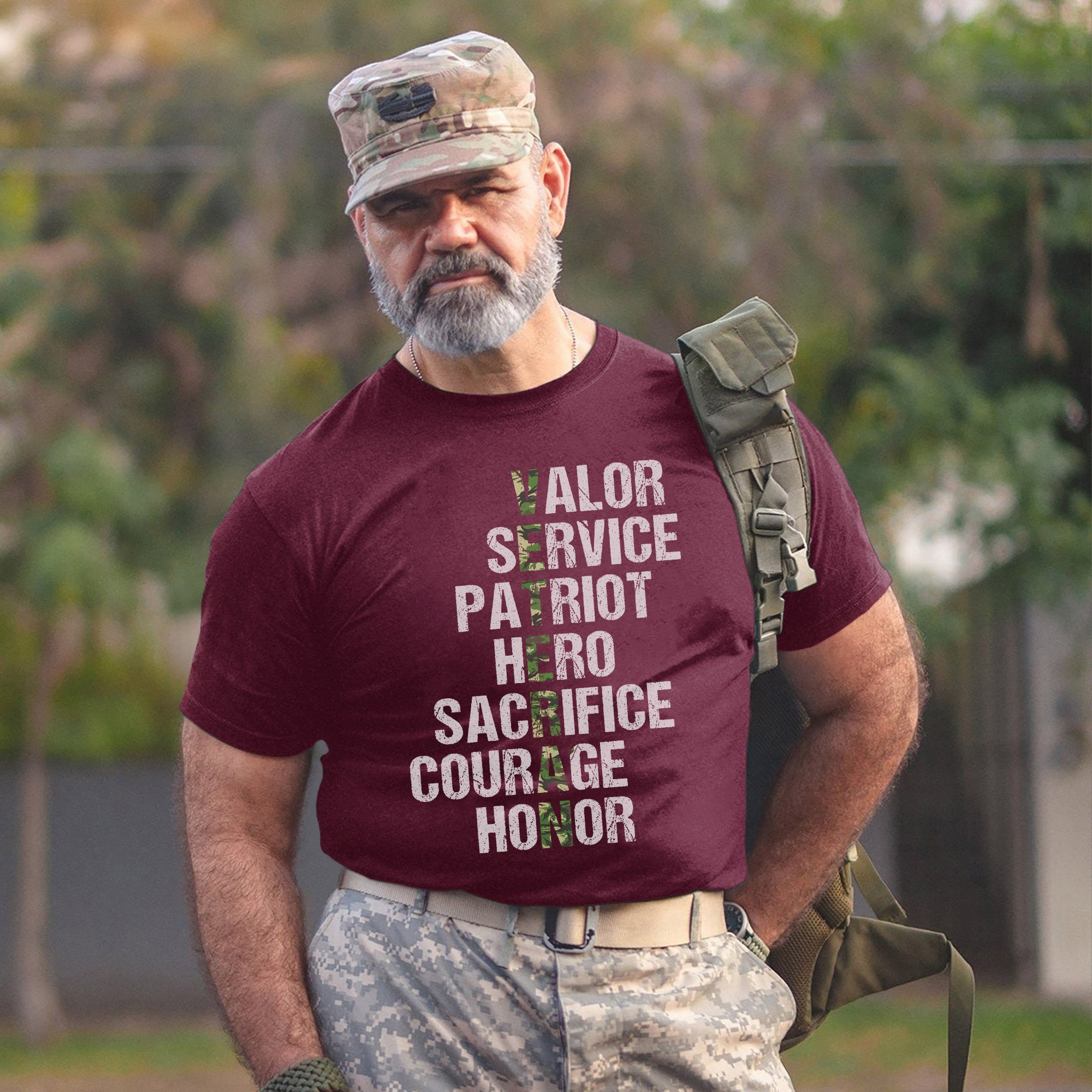 Valor Service Hero Sacrifice Courage Honor Veteran Crossword Tribute to Duty and Pride T-Shirt