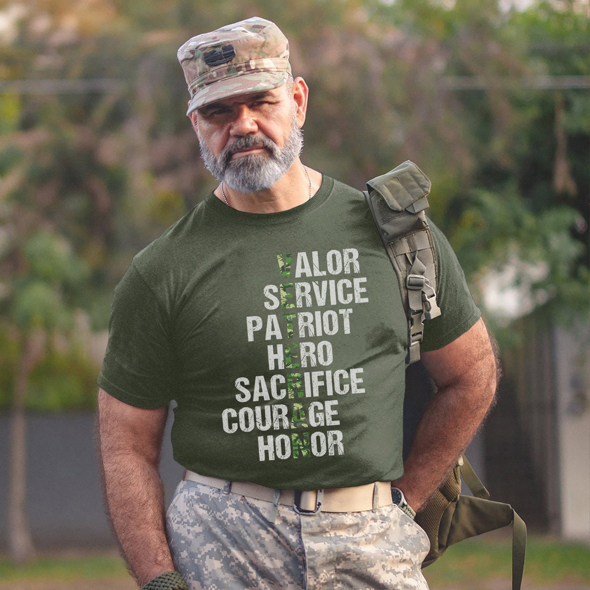 Valor Service Hero Sacrifice Courage Honor Veteran Crossword Tribute to Duty and Pride T-Shirt