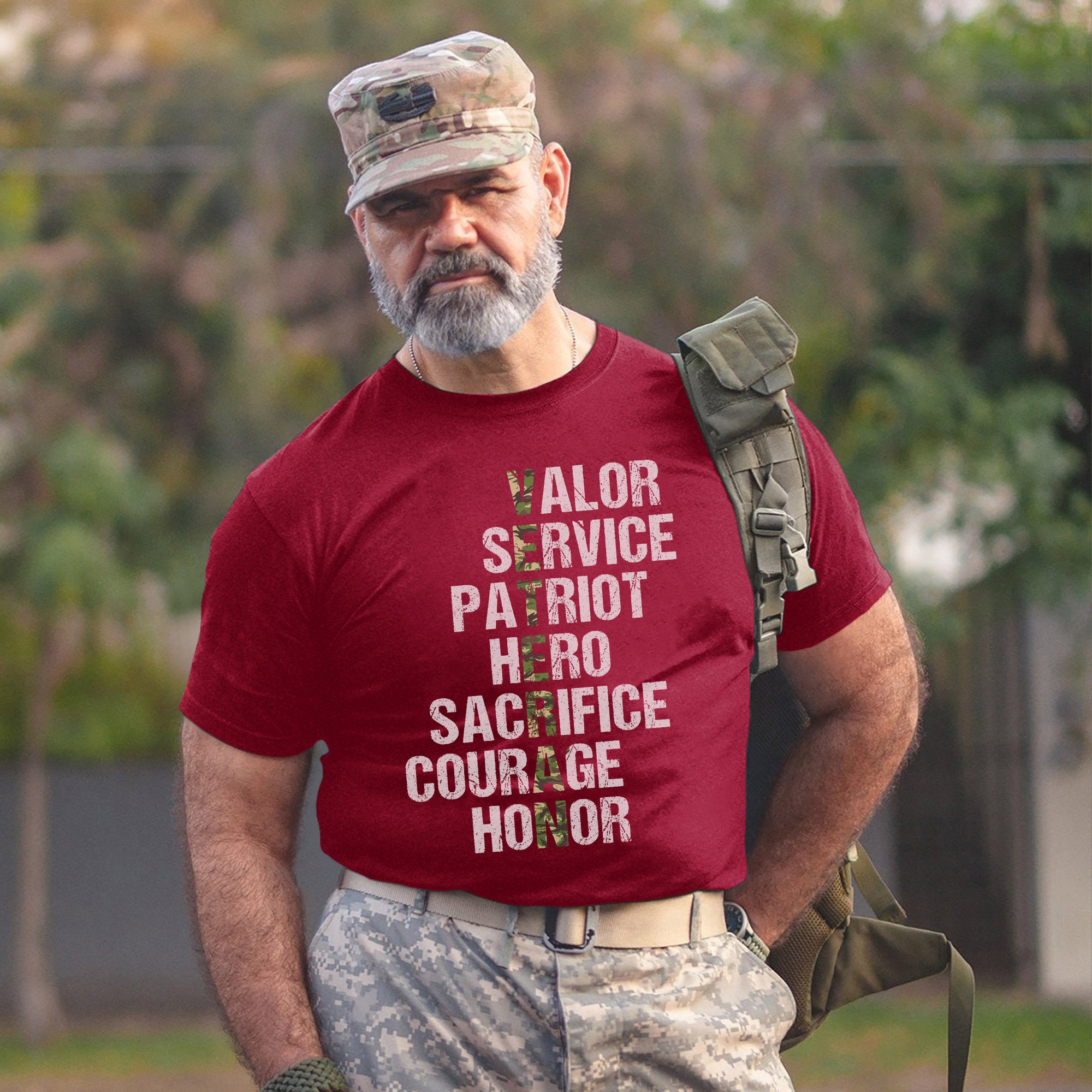 Valor Service Hero Sacrifice Courage Honor Veteran Crossword Tribute to Duty and Pride T-Shirt