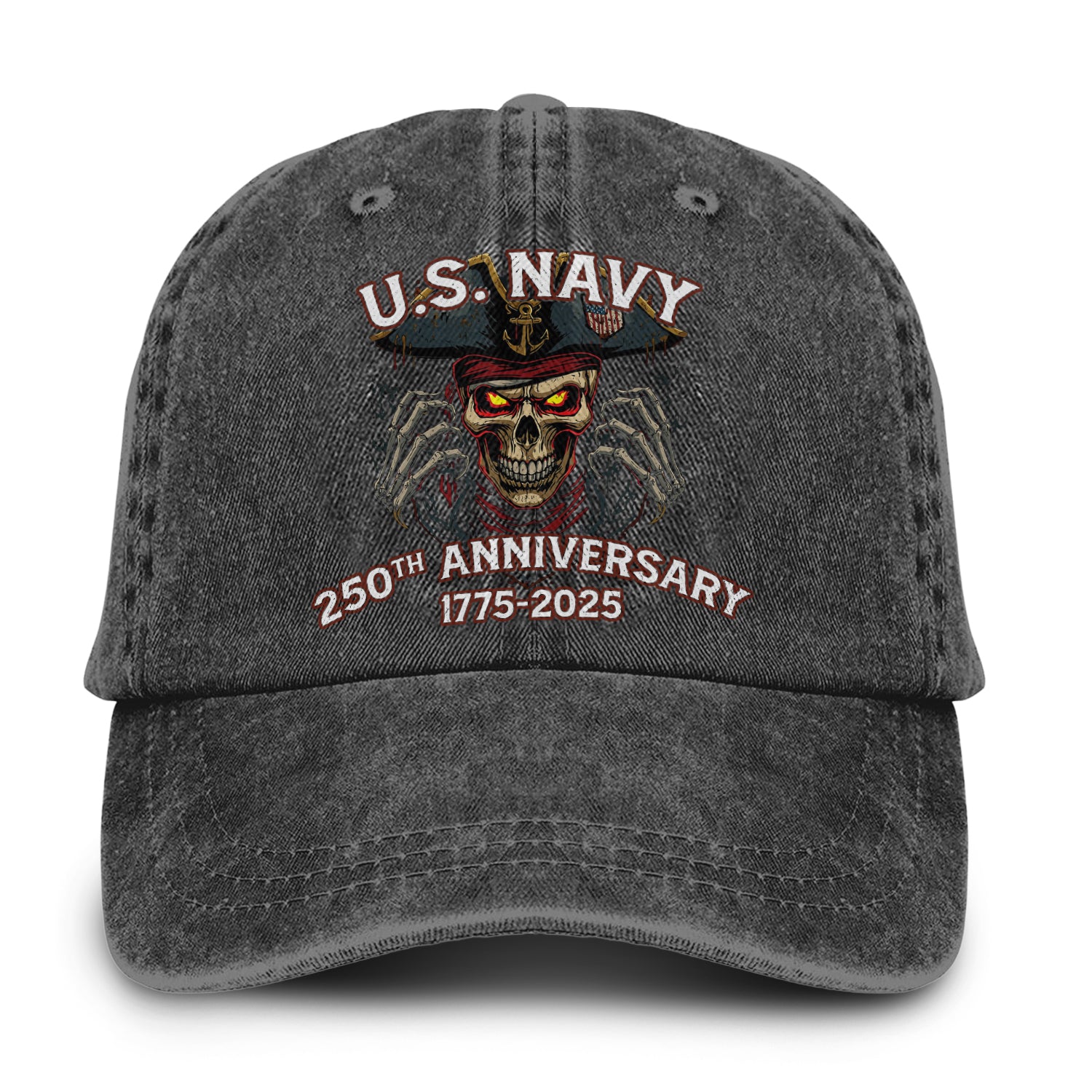 U.S. Navy 250th Anniversary Skull Baseball Cap