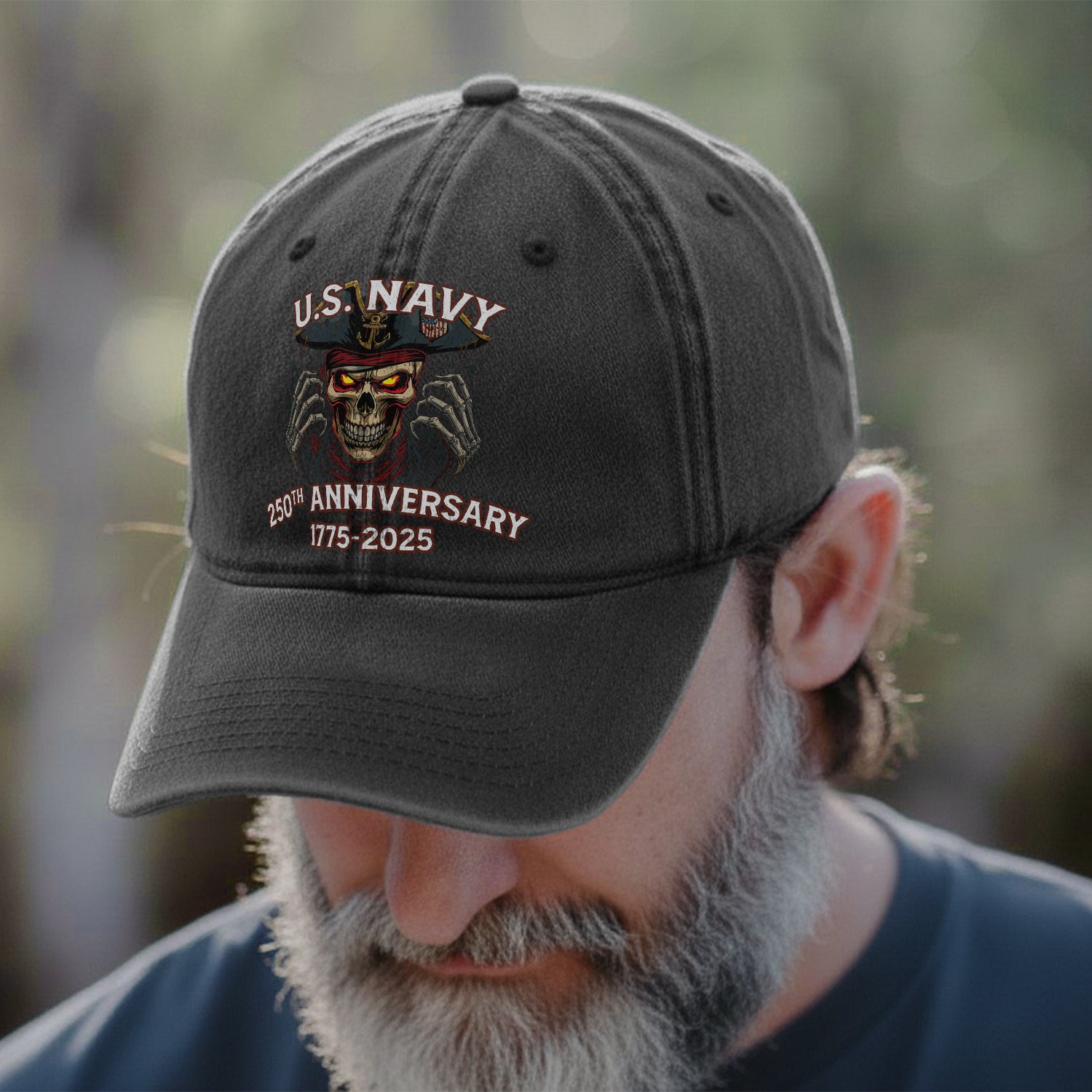 U.S. Navy 250th Anniversary Skull Baseball Cap