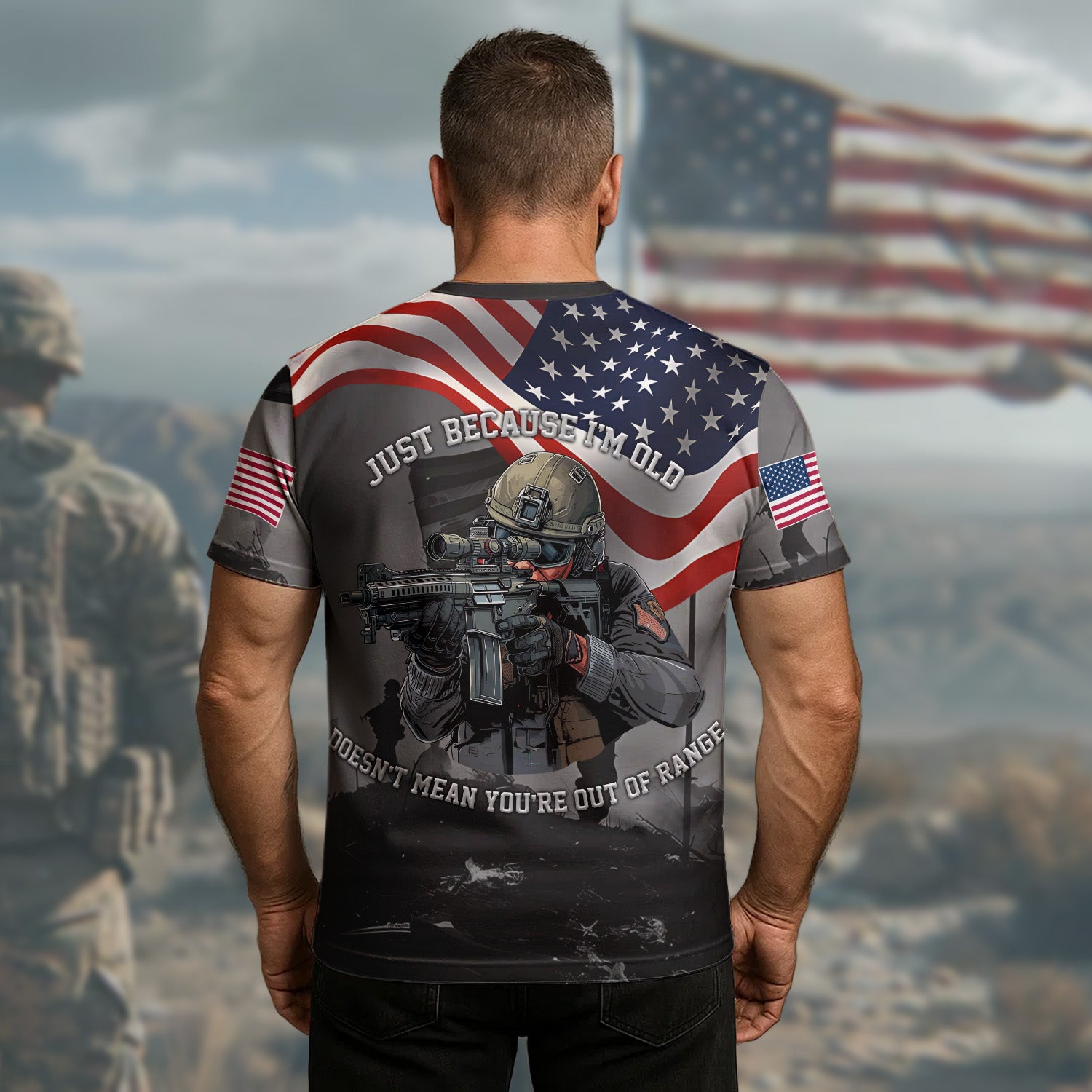 U.S. Sniper I’m Old Doesn’t Mean You’re Out of Range Still a Sharp Shooter All-over Print T-Shirt