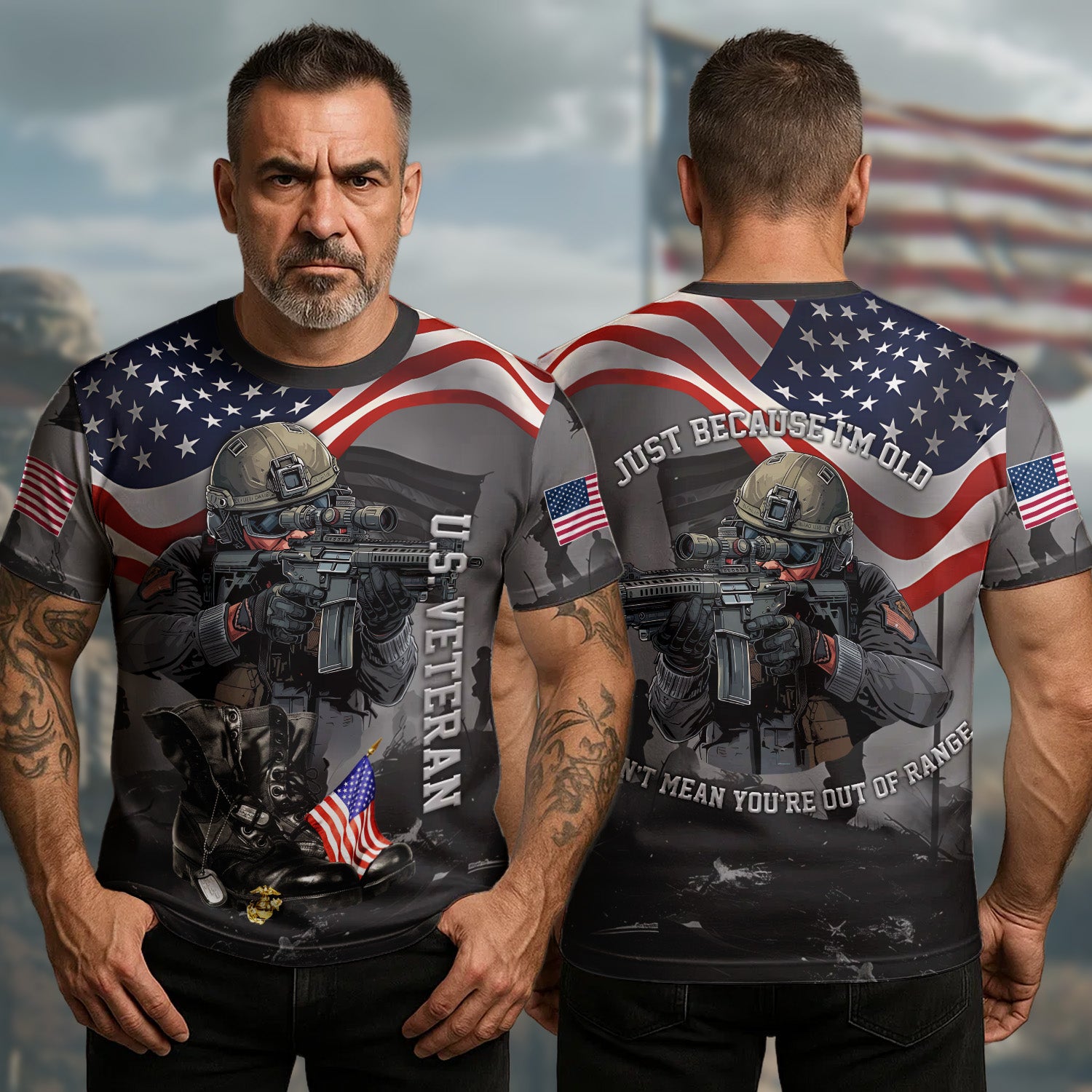 U.S. Sniper I’m Old Doesn’t Mean You’re Out of Range Still a Sharp Shooter All-over Print T-Shirt
