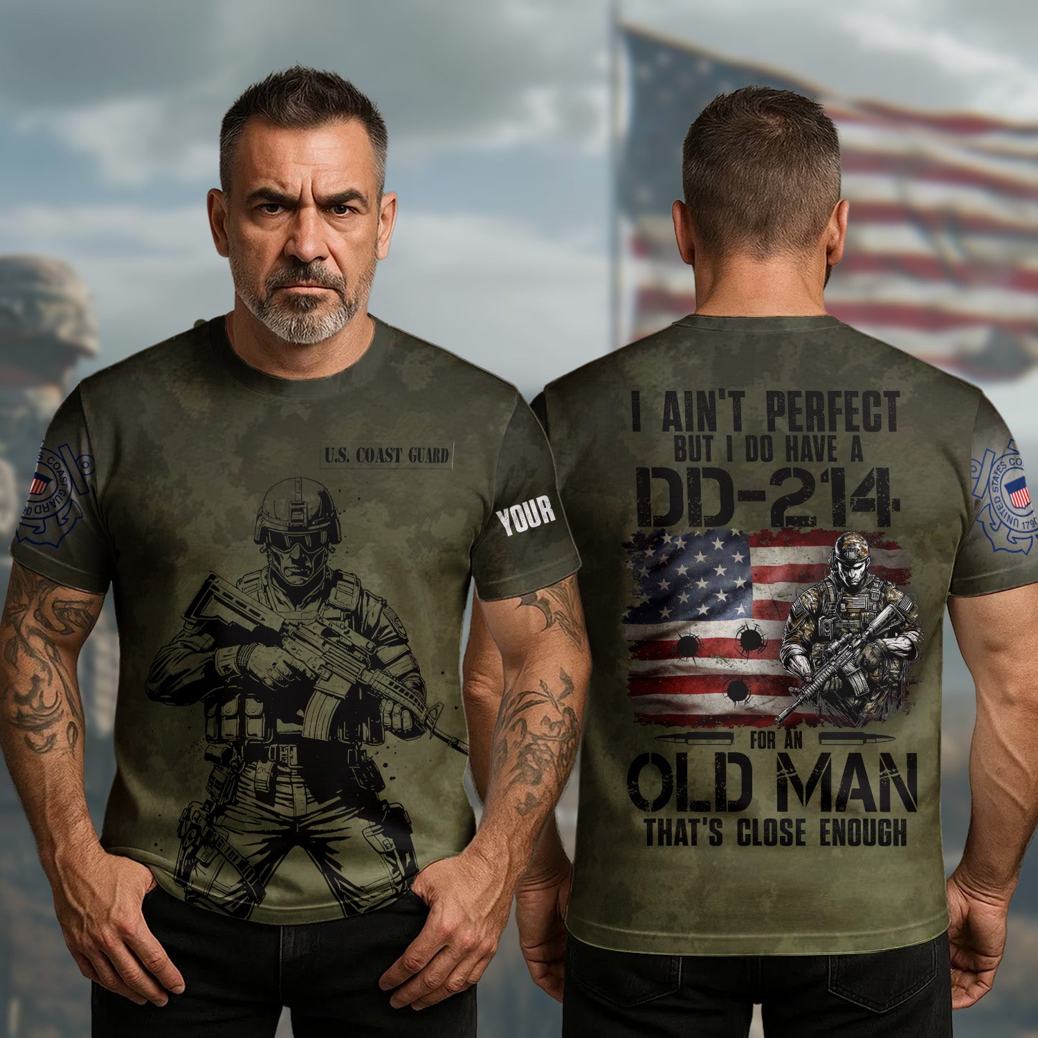 I Ain’t Perfect But I’ve Got DD-214 For An Old Man That’s Enough U.S Veteran All-over Print Personalized T-Shirt