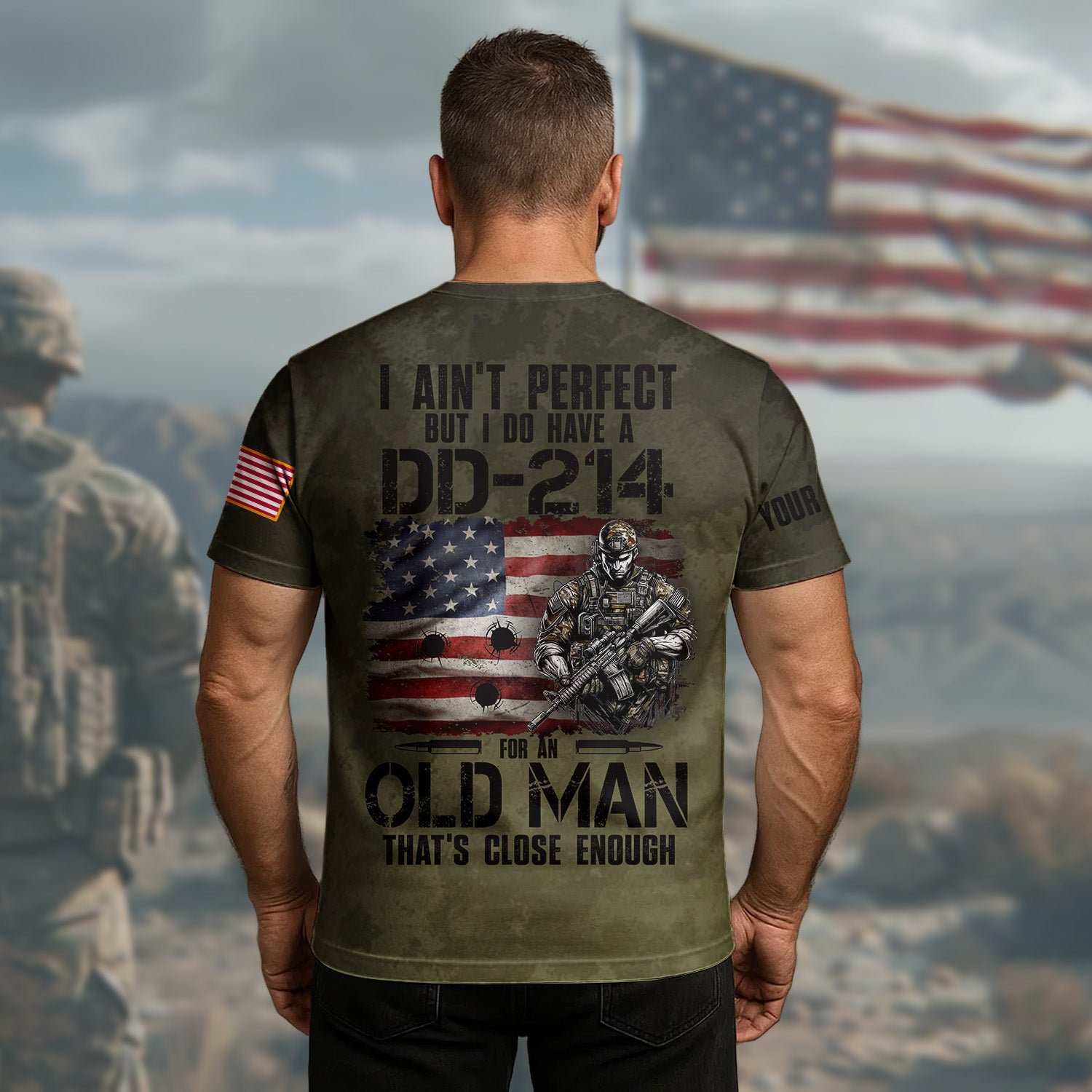 I Ain’t Perfect But I’ve Got DD-214 For An Old Man That’s Enough U.S Veteran All-over Print Personalized T-Shirt