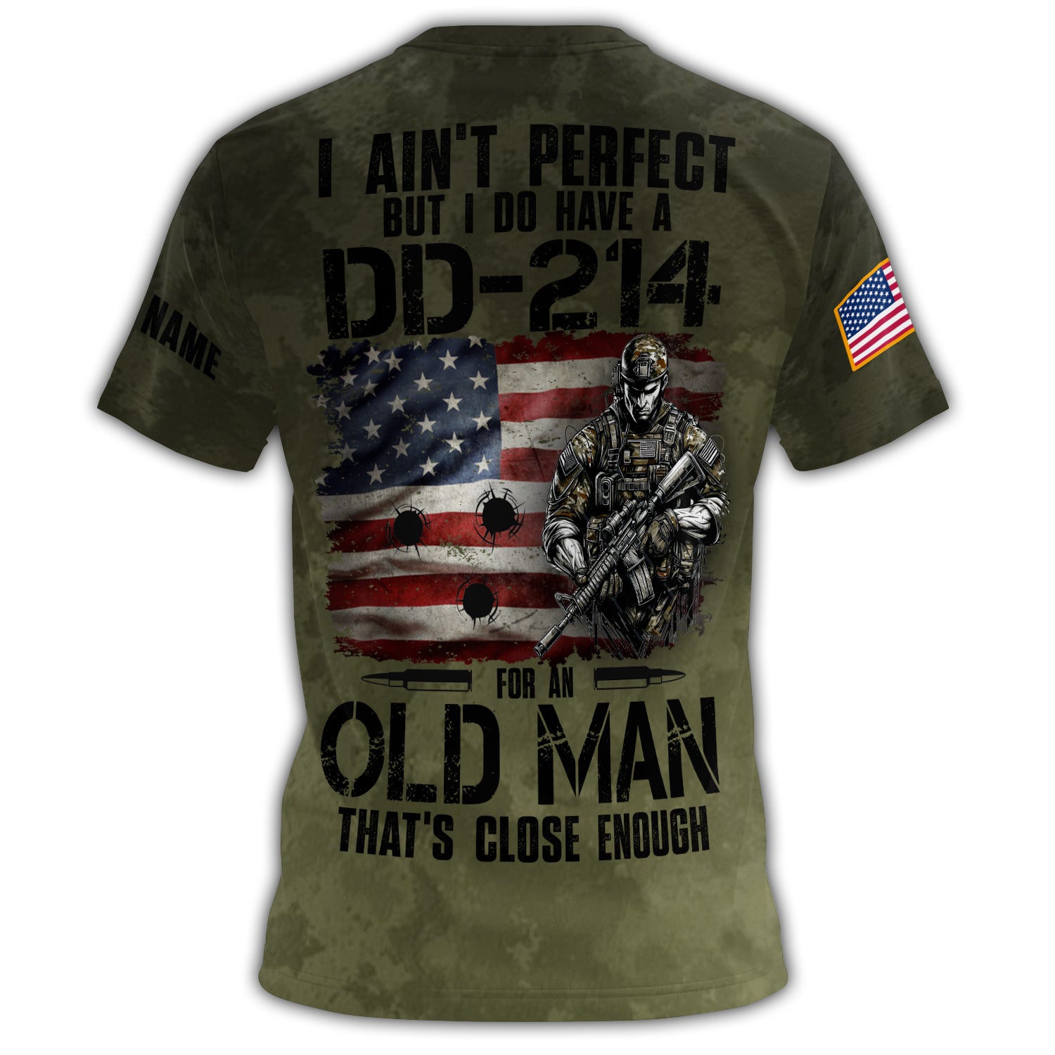 I Ain’t Perfect But I’ve Got DD-214 All-over Print Personalized T-Shirt Secondary image