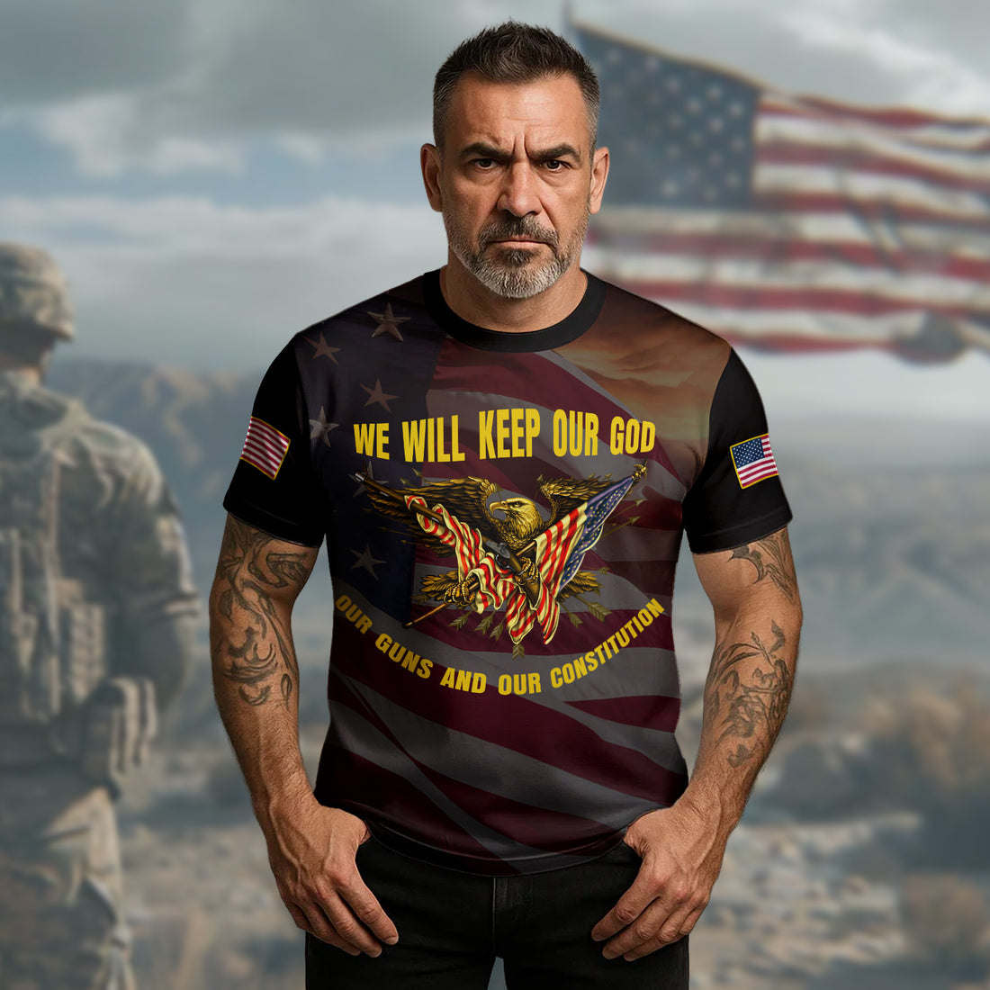 We Will Keep Our God Guns and Constitution Defending Faith Freedom America All-over Print T-Shirt