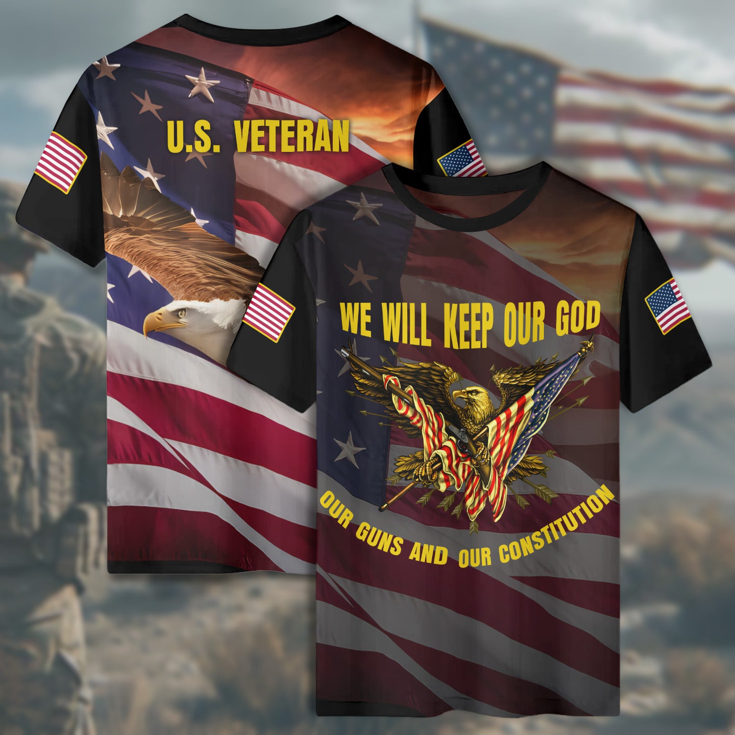 We Will Keep Our God Guns and Constitution Defending Faith Freedom America All-over Print T-Shirt