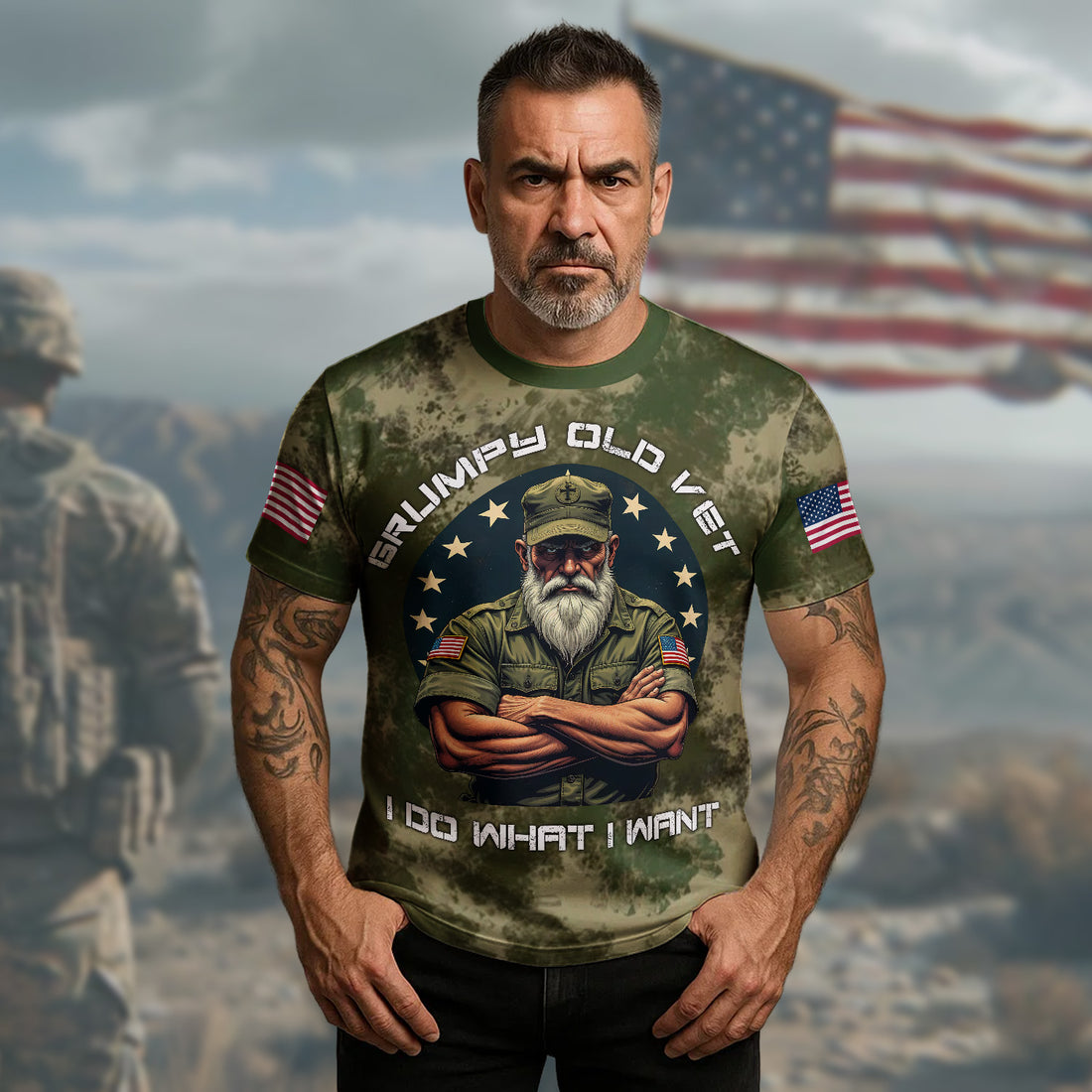Grumpy Old Vet I Do What I Want U.S. Veteran Living Proud Loud All-over Print T-Shirt