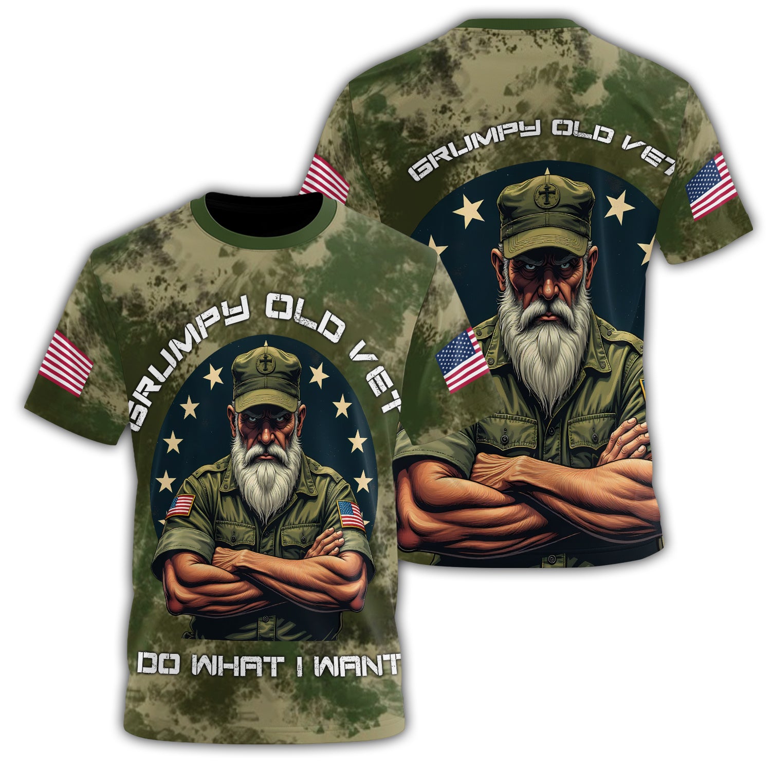 Grumpy Old Vet I Do What I All-over Print T-Shirt