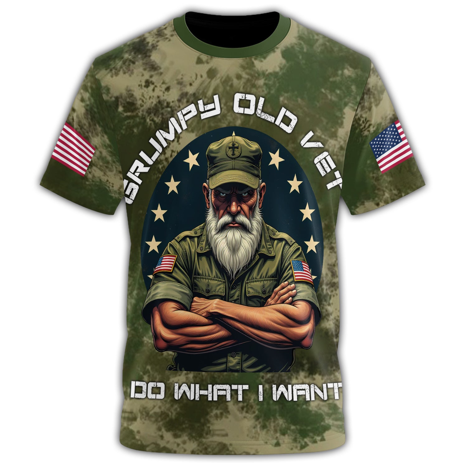 Grumpy Old Vet I Do What I All-over Print T-Shirt Secondary image