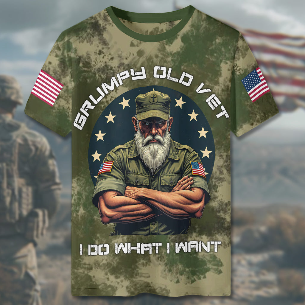 Grumpy Old Vet I Do What I All-over Print T-Shirt