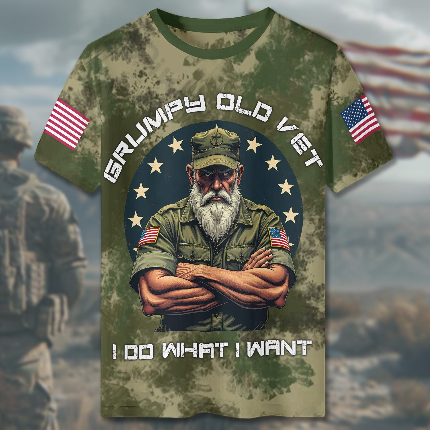 Grumpy Old Vet I Do What I Want U.S. Veteran Living Proud Loud All-over Print T-Shirt