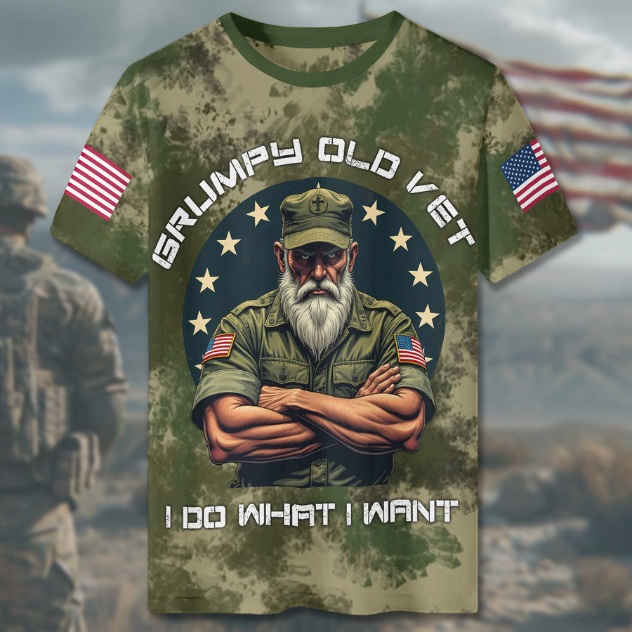 Grumpy Old Vet I Do What I All-over Print T-Shirt