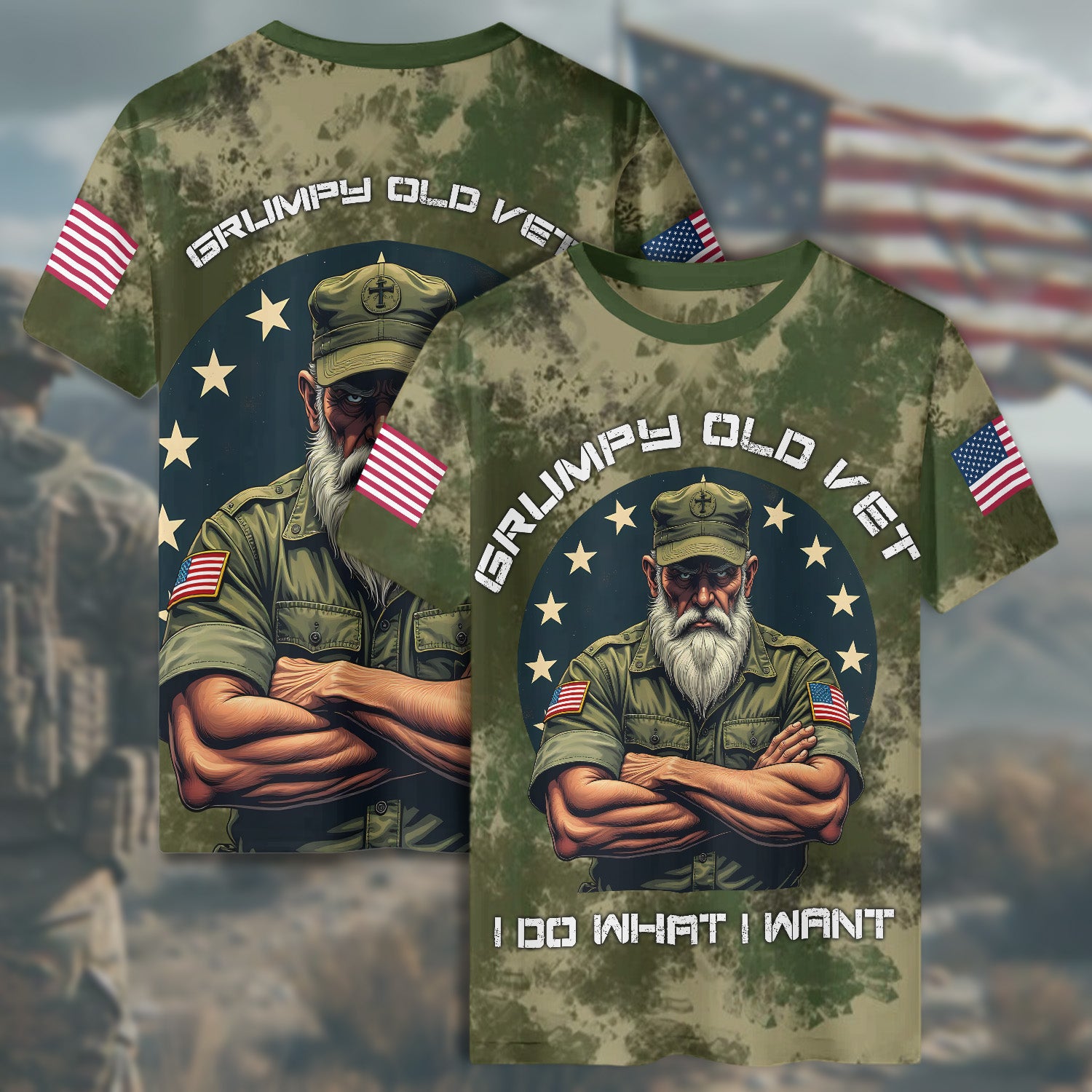 Grumpy Old Vet I Do What I Want U.S. Veteran Living Proud Loud All-over Print T-Shirt