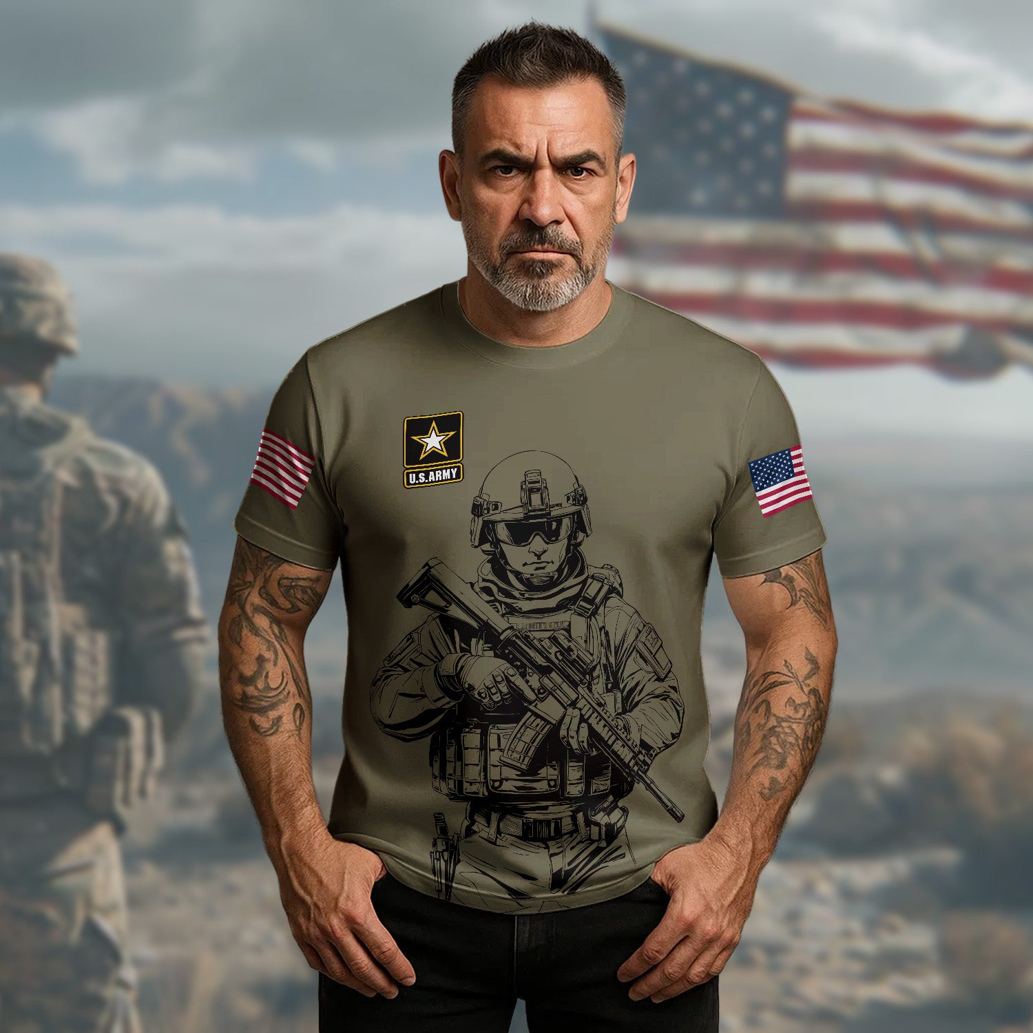 I Was a Soldier Will Always Be a Soldier All-over Print Personalized T-Shirt Secondary image